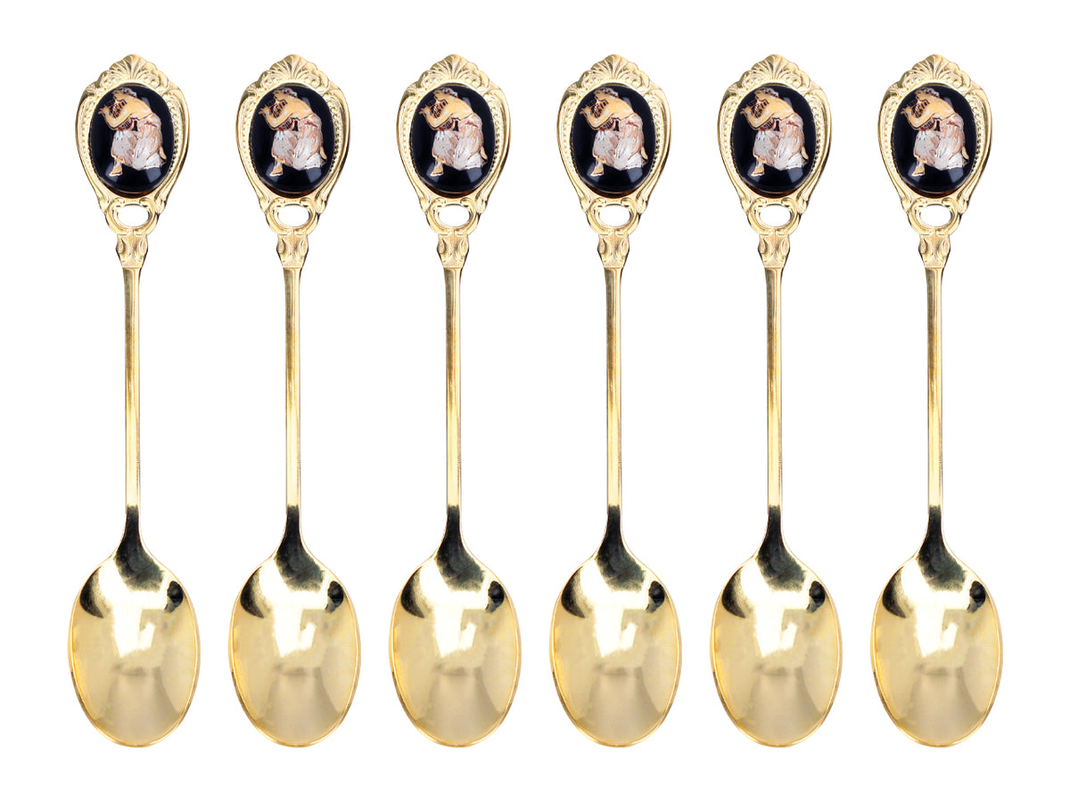 Set of 6 24K Gold-Plated Spoons with a Greek Motif
