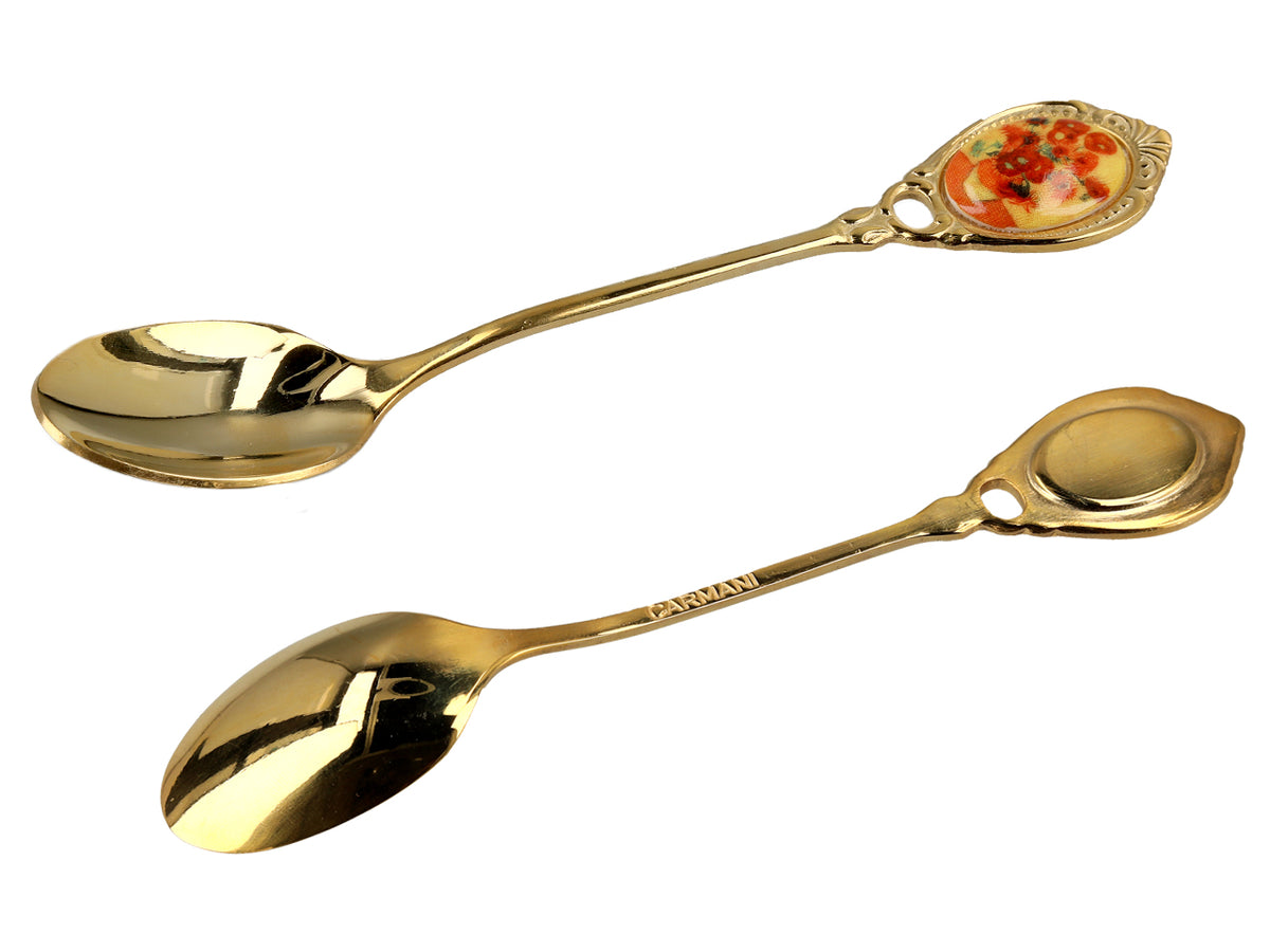 Set of 6 Gold Spoons with Vincent van Gogh's Sunflowers Motif