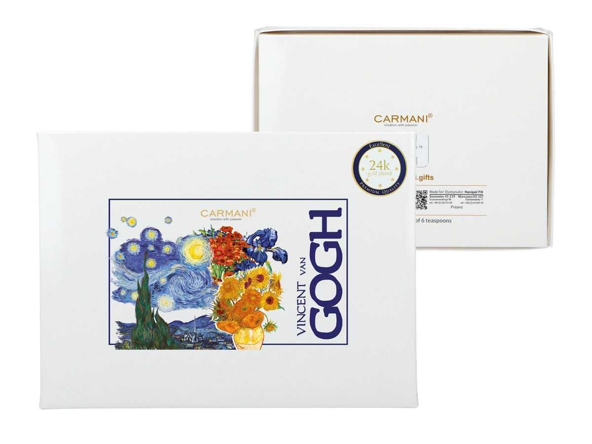 Set of 6 Gold Spoons with Vincent van Gogh's Sunflowers Motif