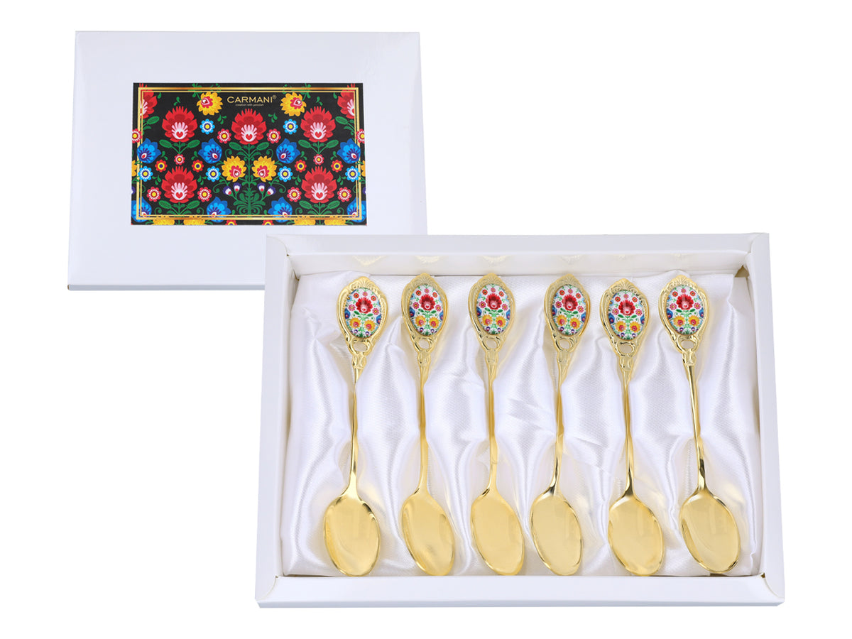 Set of 6 teaspoons, 24K gold-plated teaspoons