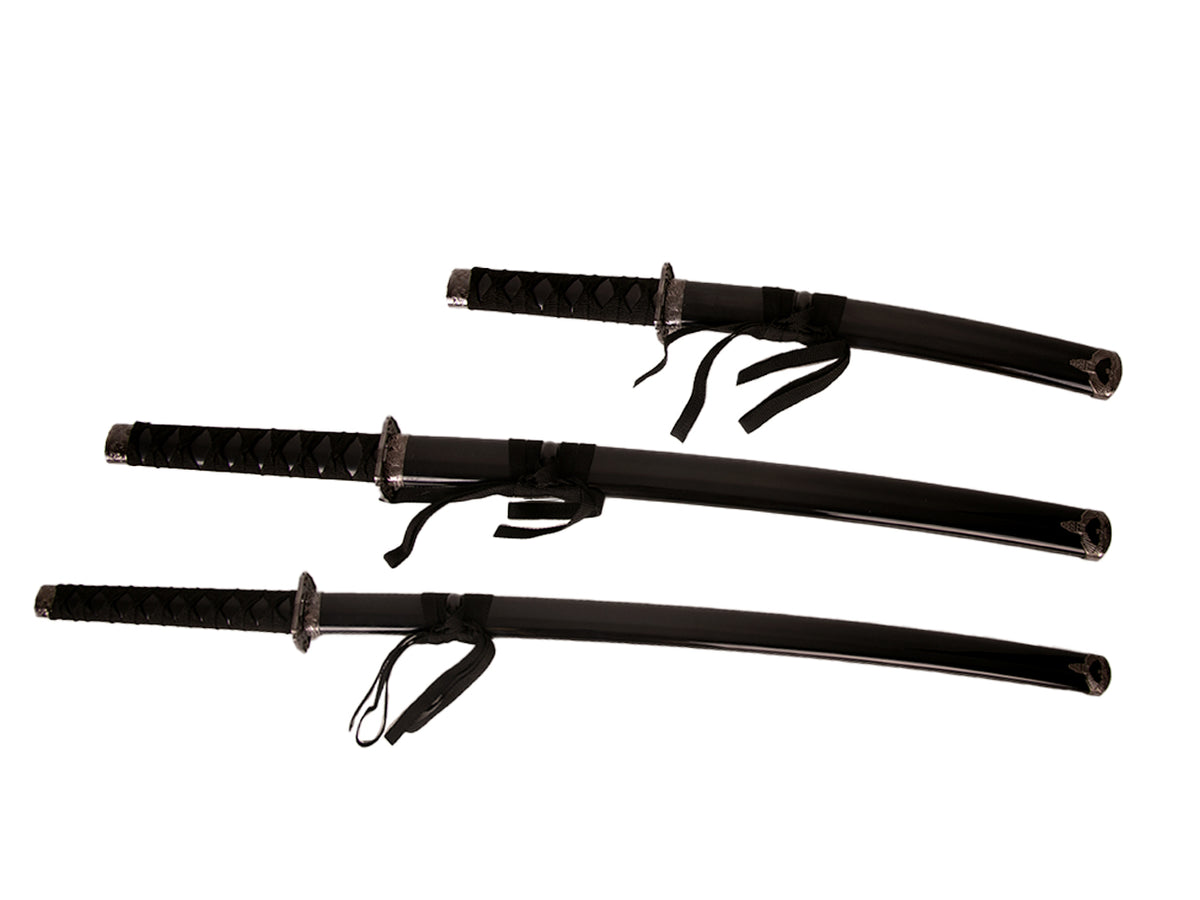 Set of 3 Samurai Swords on a Stand, Customizable with Engraving