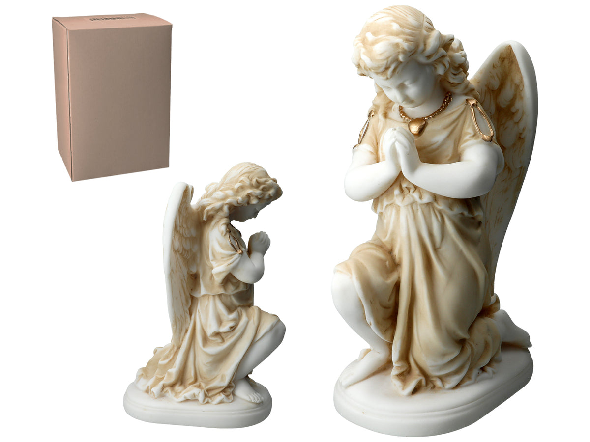 Alabaster Praying Angel - 25cm Alabaster Figurine, Customizable with Engraving