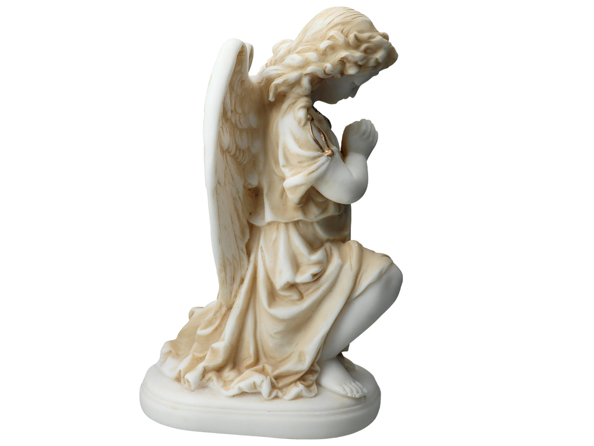 Alabaster Praying Angel - 25cm Alabaster Figurine, Customizable with Engraving