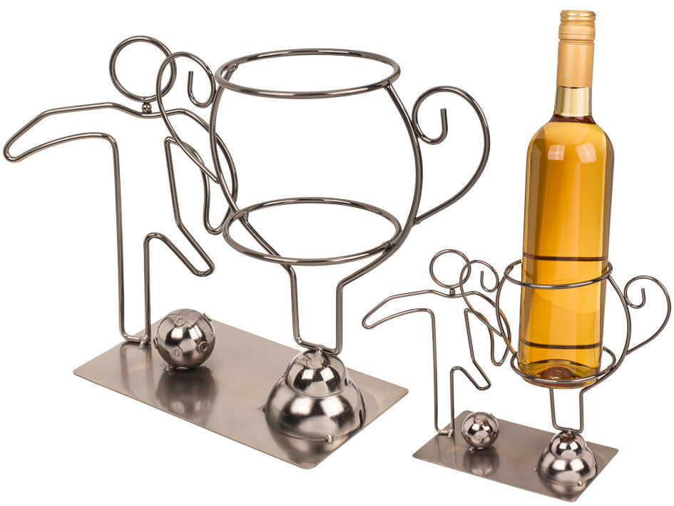 Metal Bottle Holder - Championship Football, customizable with engraving, 20 cm high