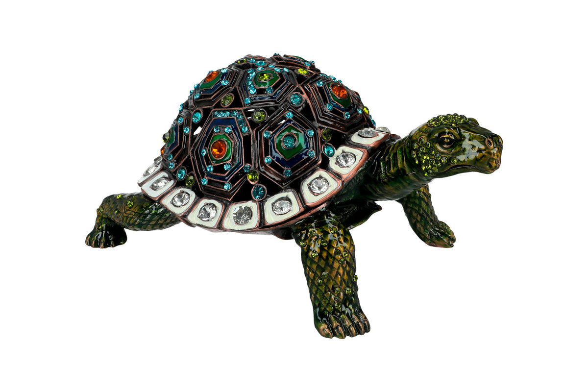 Openwork Metal Turtle-Shaped Jewelry Box, Customizable with Engraving
