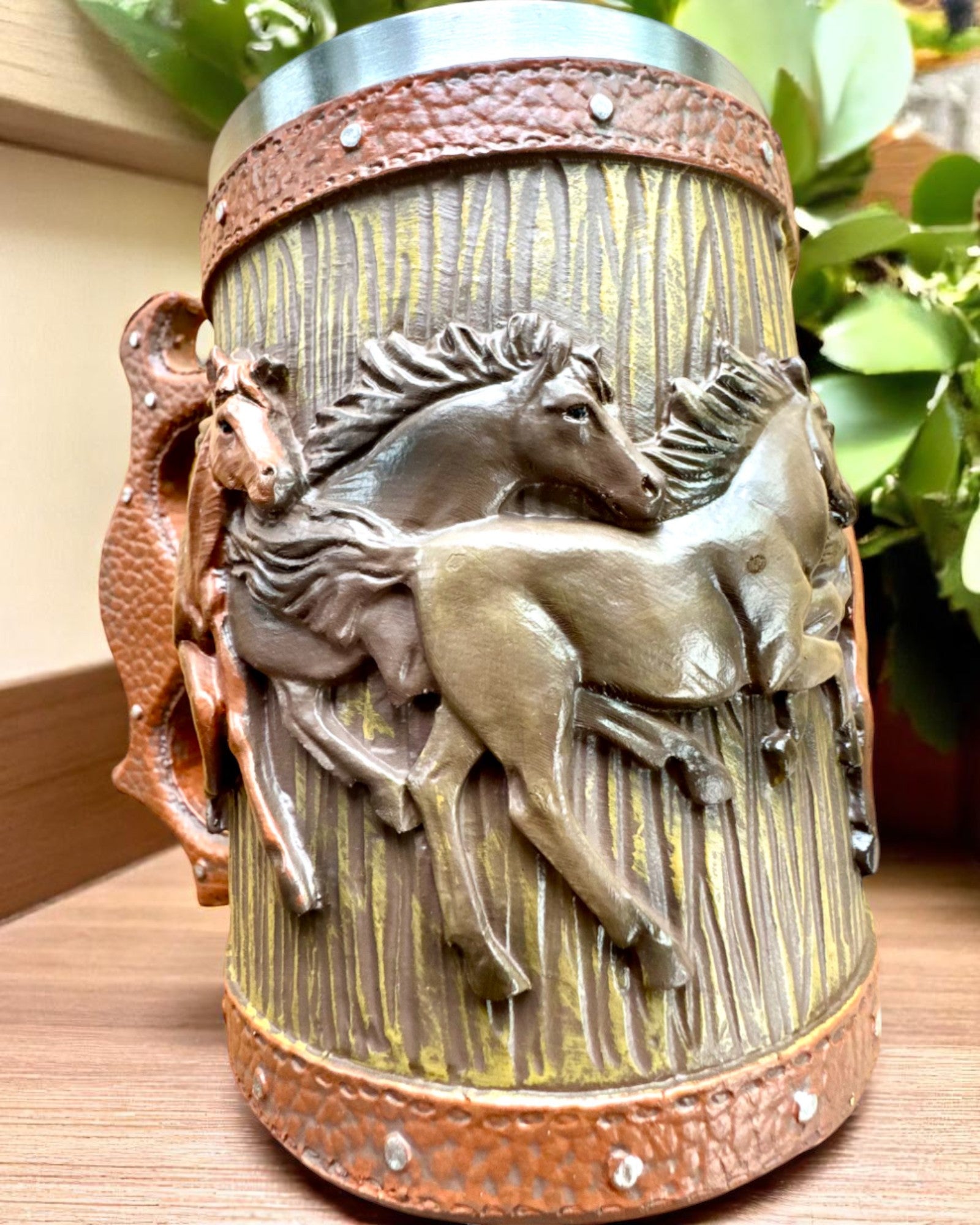 Mug with Horse Motif, 330 ml, customizable with engraving for a gift