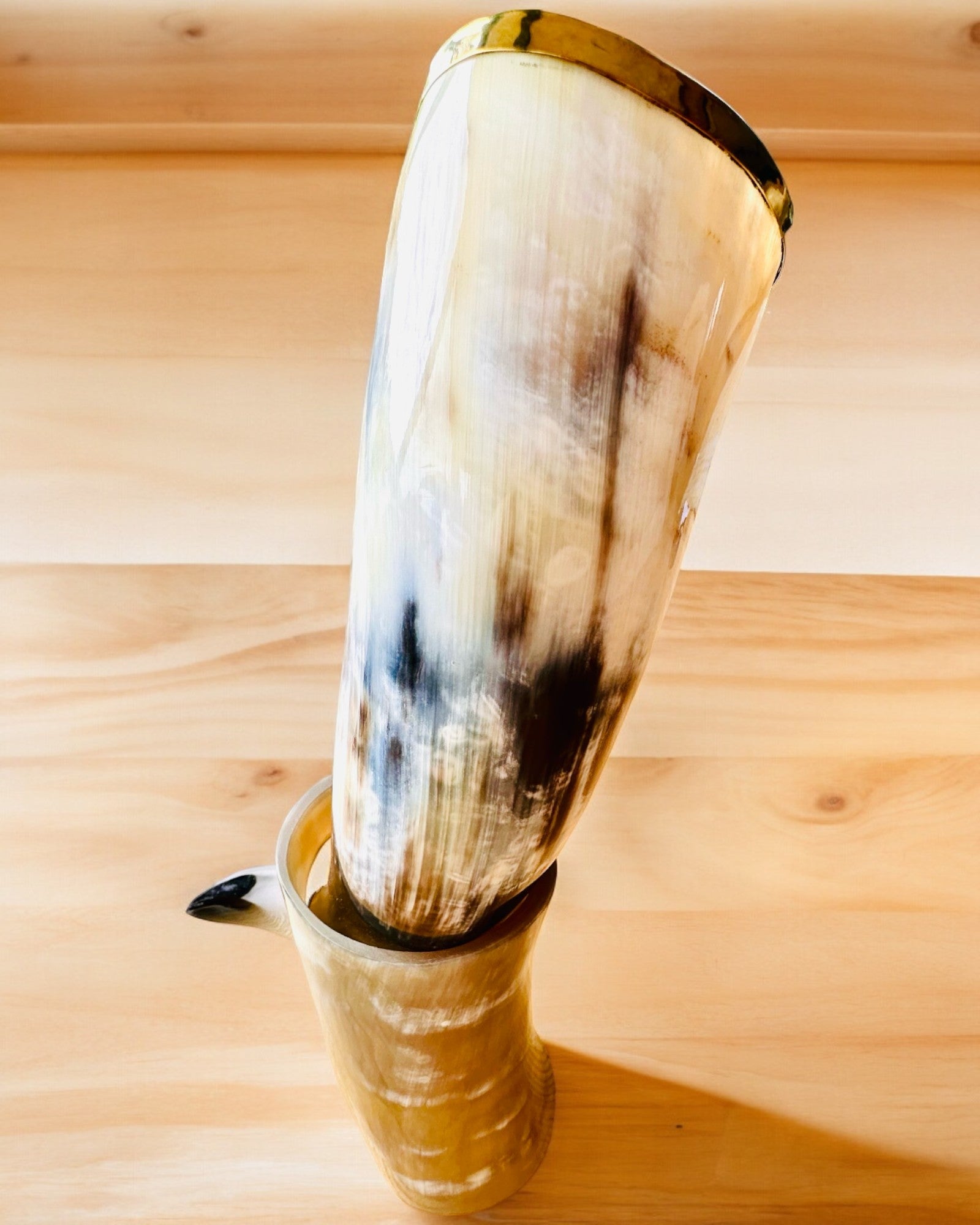 Horn Mug "Viking Valor" - Hand Engraved, Premium Quality - 4 Variants Available