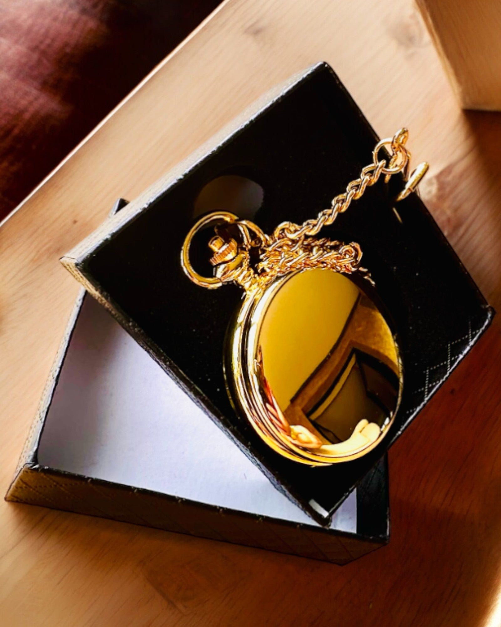 Grand Elegance Pocket Watch with Double Cover, Manual, Gold Color, with Engraving for Gift