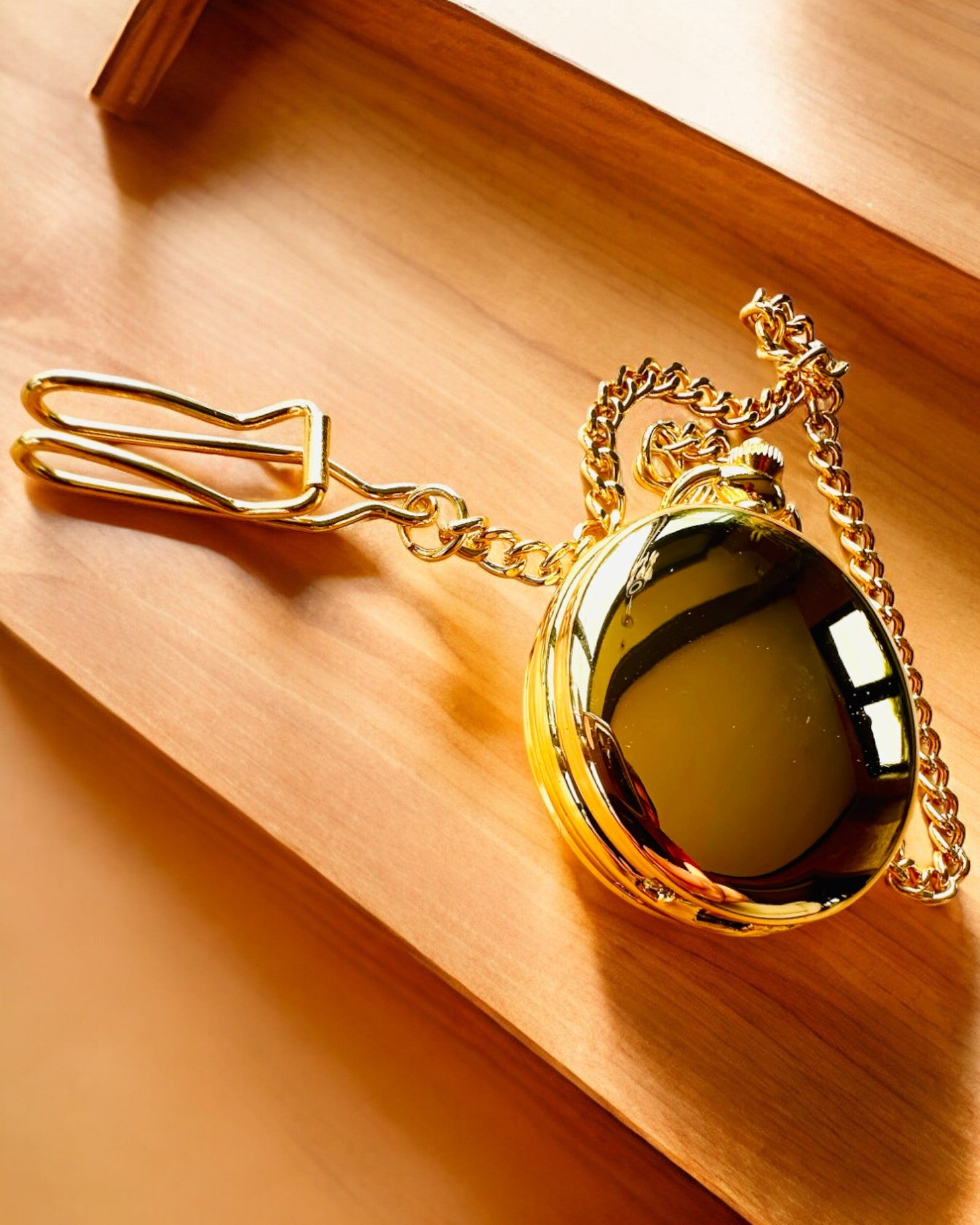 Grand Elegance Pocket Watch with Double Cover, Manual, Gold Color, with Engraving for Gift