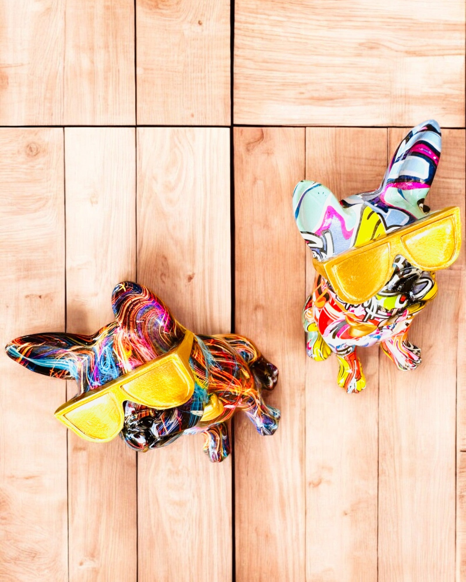 Colorful Bulldog with Glasses - Unique Interior Decoration, decorative figurine as a gift, personalization with engraving