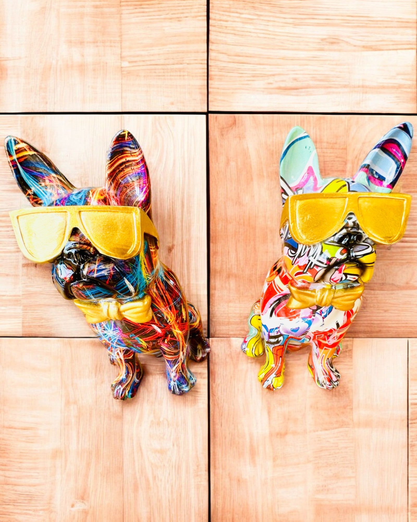 Colorful Bulldog with Glasses - Unique Interior Decoration, decorative figurine as a gift, personalization with engraving