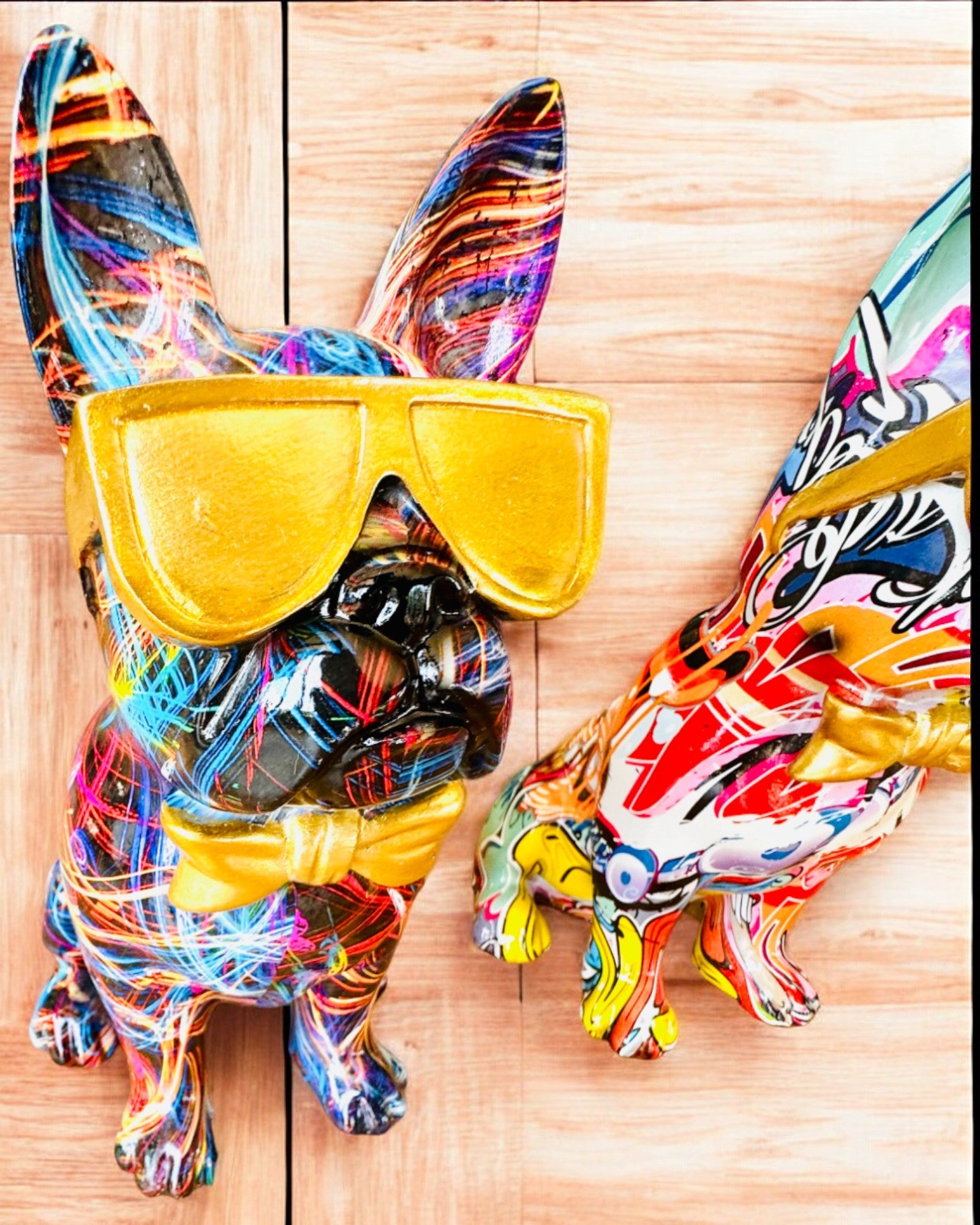 Colorful Bulldog with Glasses - Unique Interior Decoration, decorative figurine as a gift, personalization with engraving