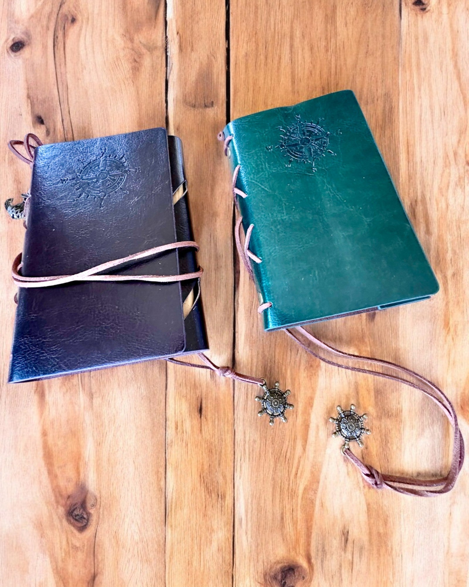 Vintage Sailing Notebook A6 or A7 size - with Compass Motif and Bearing Pages - Available in Various Color Variants, Engraving Option Available