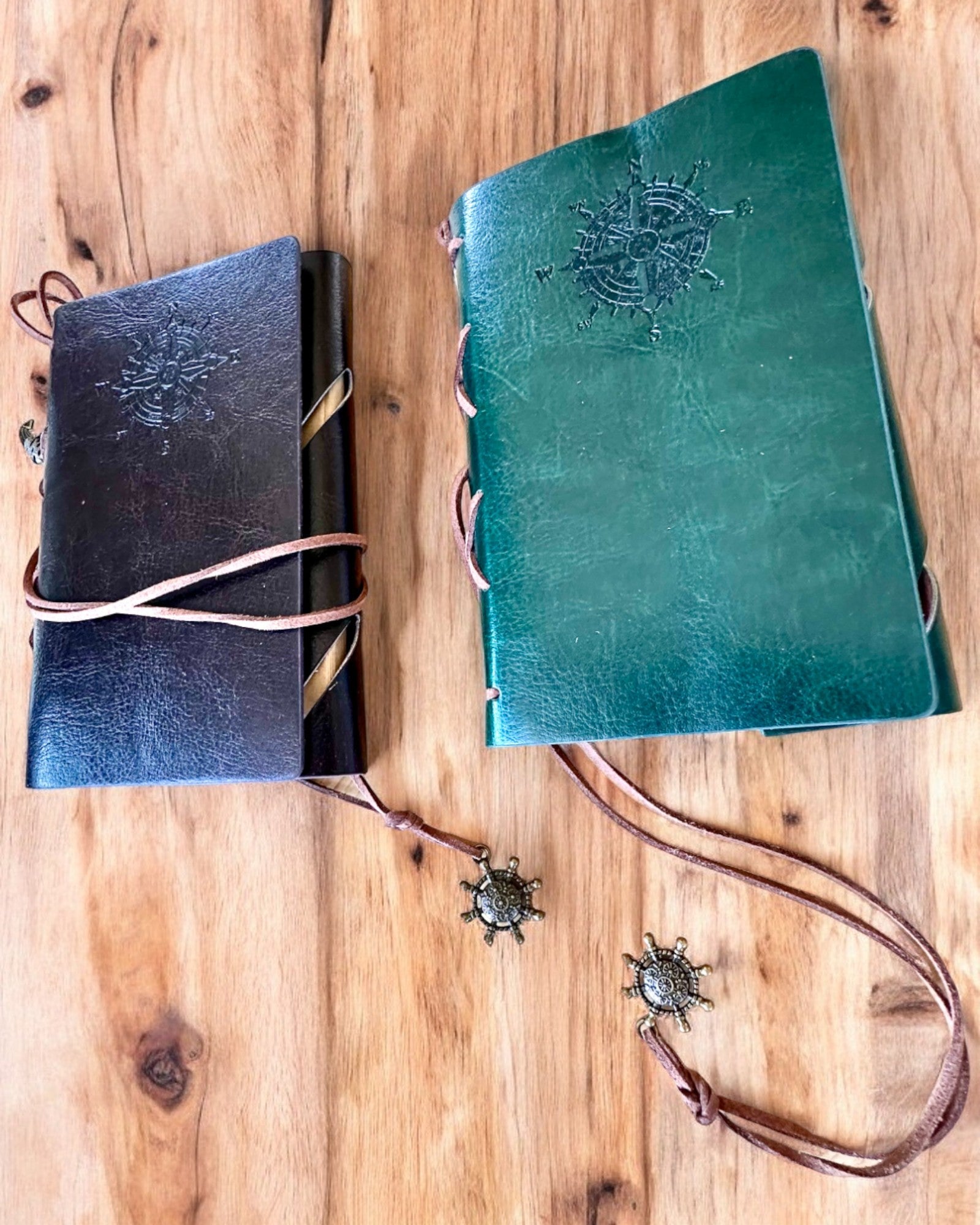 Vintage Sailing Notebook A6 or A7 size - with Compass Motif and Bearing Pages - Available in Various Color Variants, Engraving Option Available