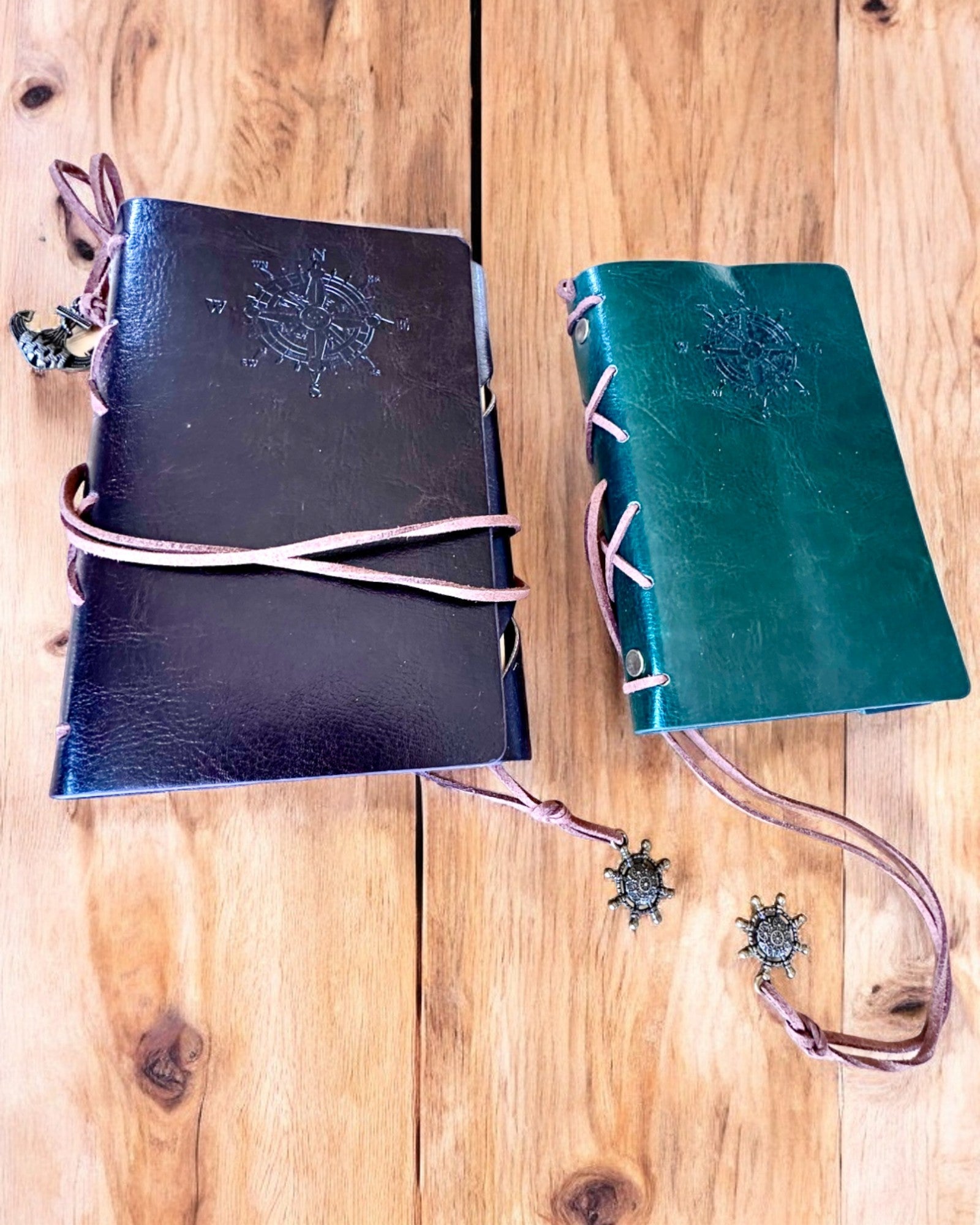 Vintage Sailing Notebook A6 or A7 size - with Compass Motif and Bearing Pages - Available in Various Color Variants, Engraving Option Available