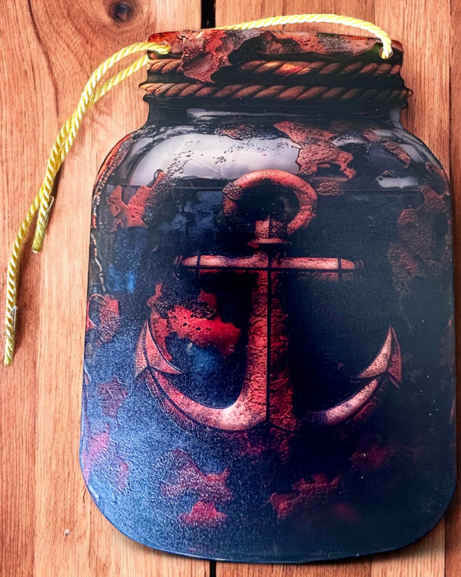 Marine Pendant Anchor in a Jar decorative pendant, personalization with engraving possible