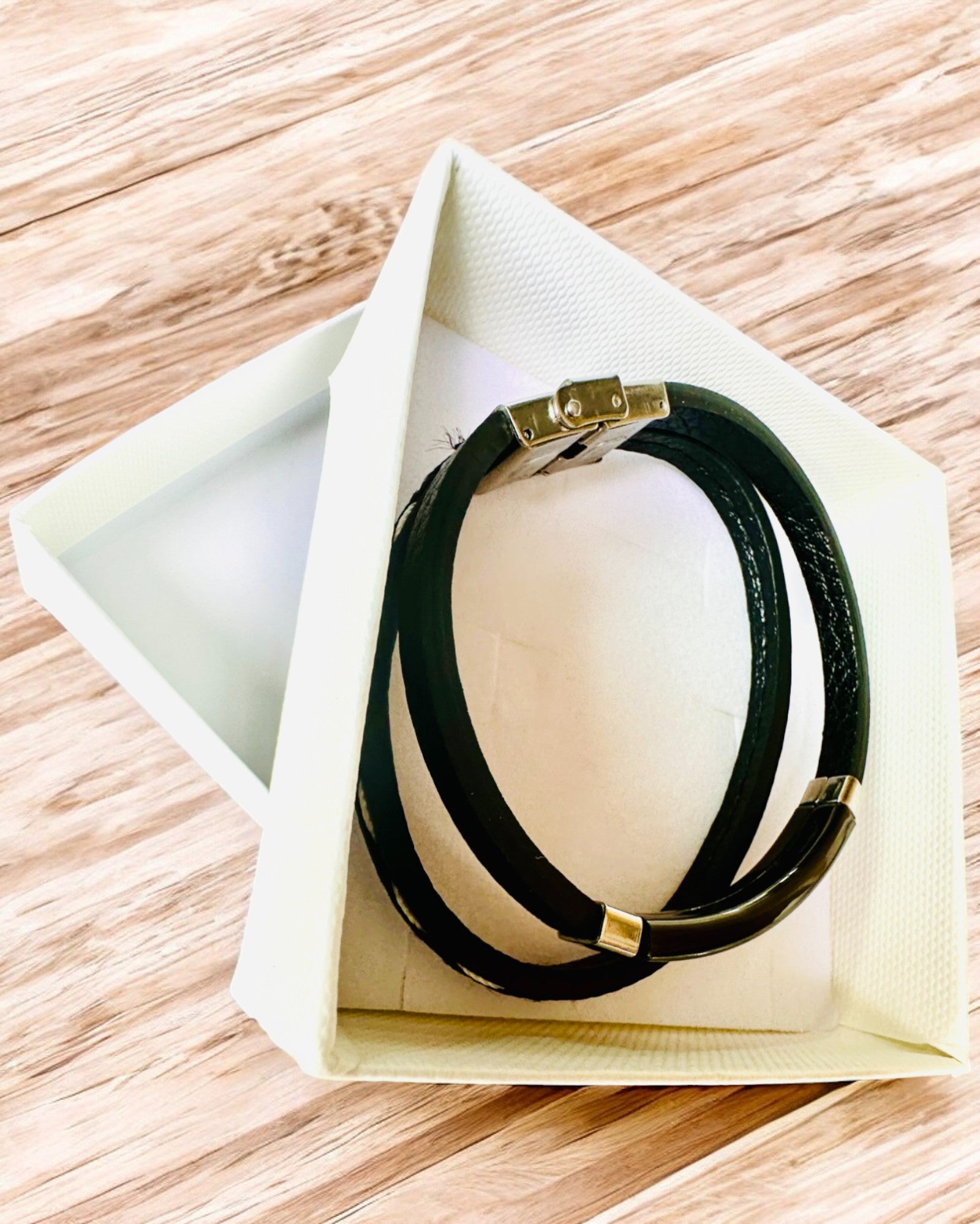 PU Leather and Stainless Steel Sports Bracelet with Engraving Option – 3 Colors