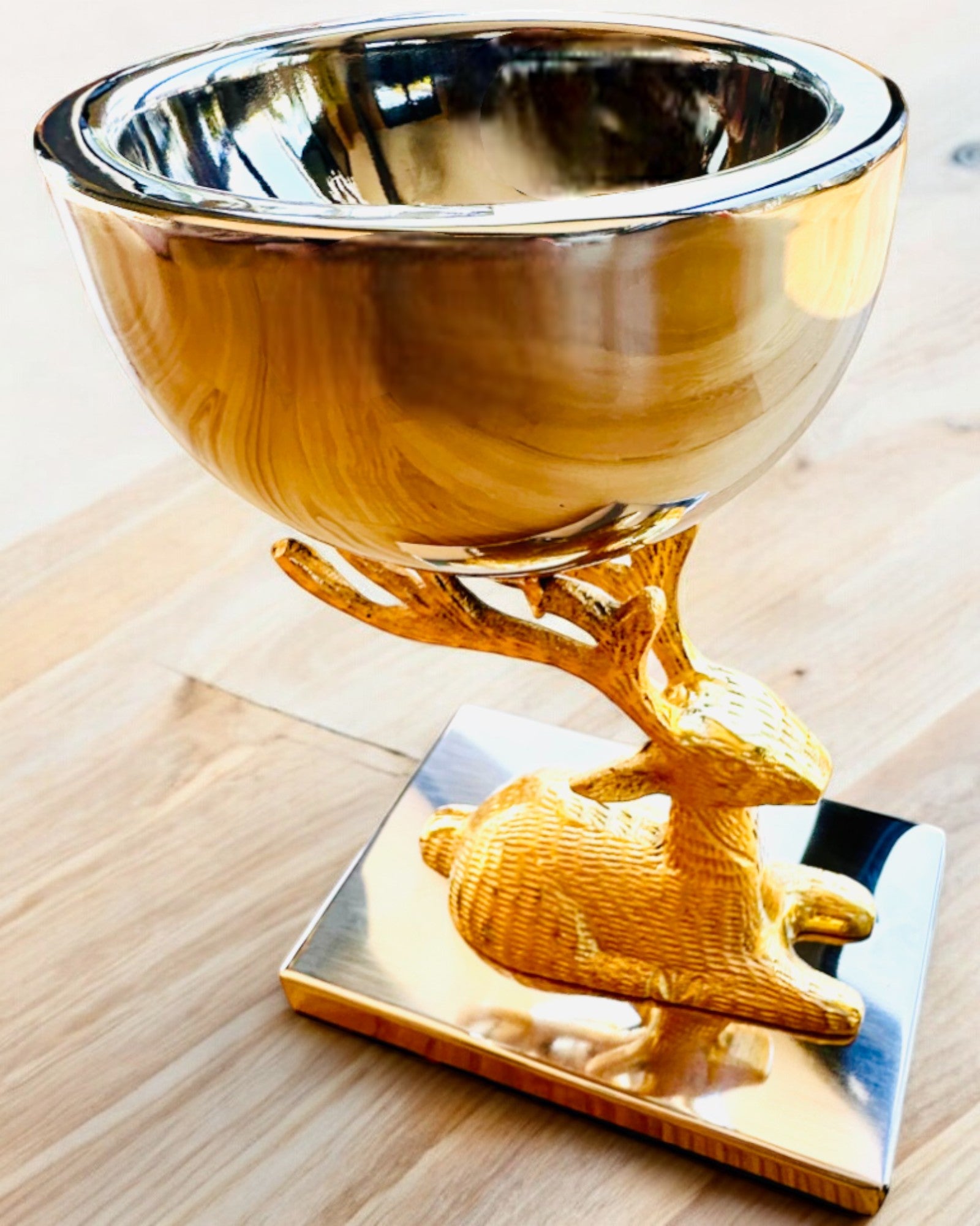 Decorative Bowl Deer Trophy – Handicraft from India, personalization with engraving