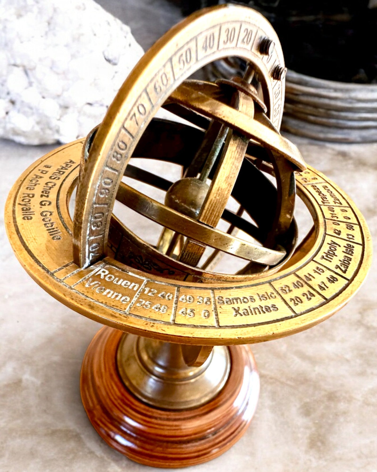 Brass Armillary "AstroGlobe" 13 cm in height, Handcrafted with Engraving Option, office decoration