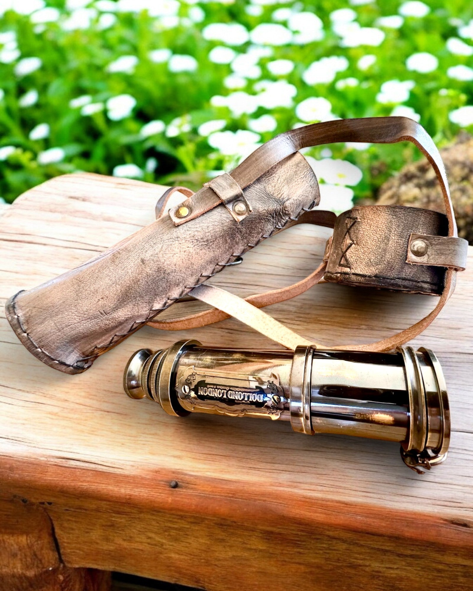 Premium "Voyager" Telescope with Engraved Lens and Genuine Leather Case, customizable engraving option for a gift