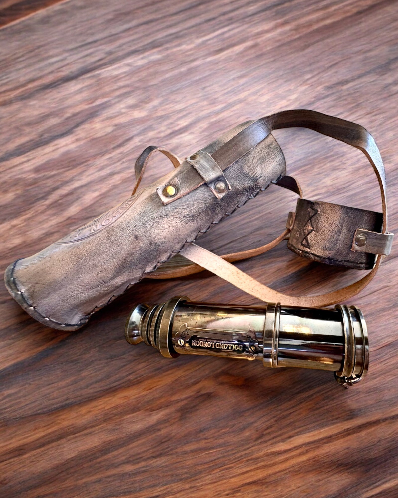 Premium "Voyager" Telescope with Engraved Lens and Genuine Leather Case, customizable engraving option for a gift