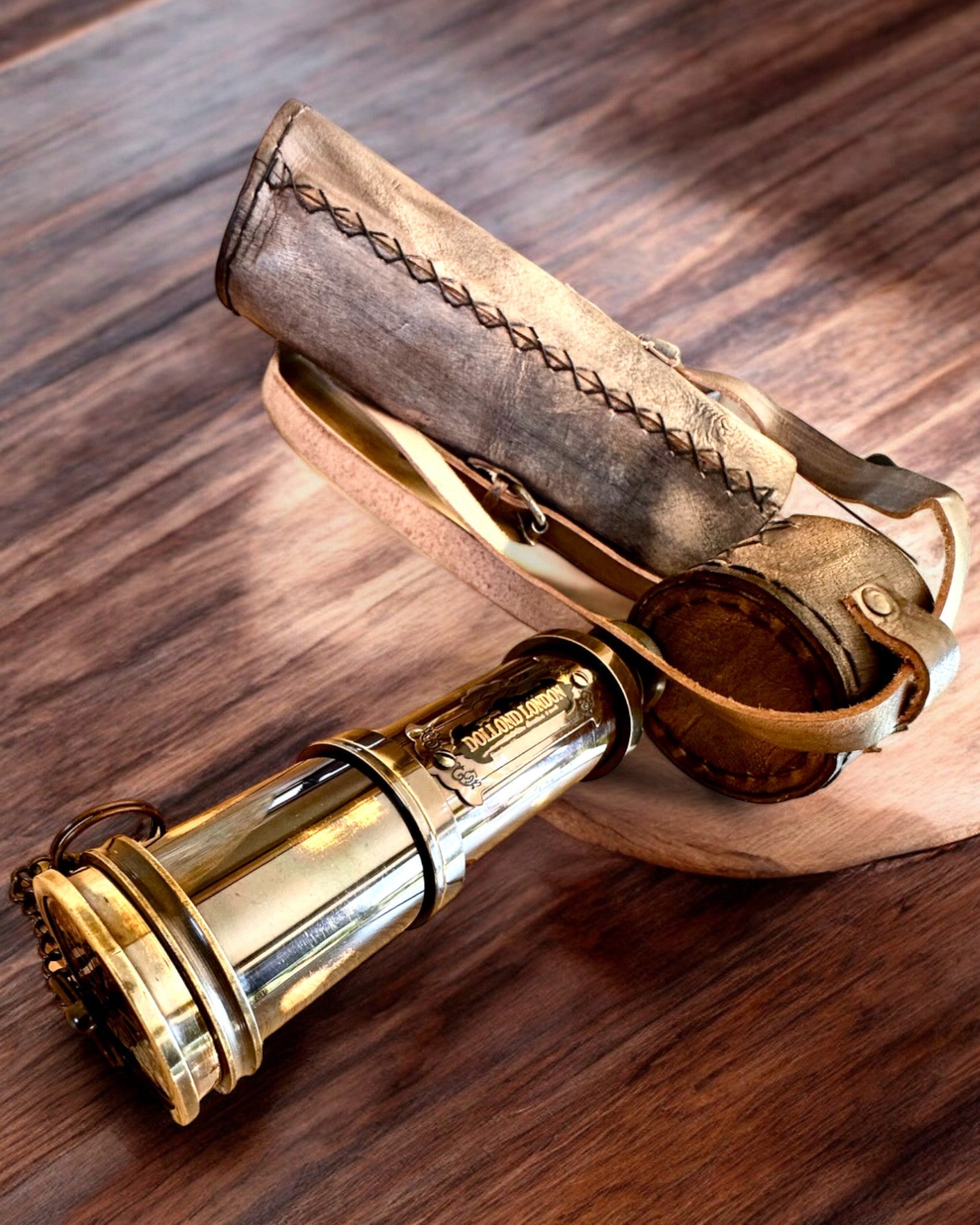 Premium "Voyager" Telescope with Engraved Lens and Genuine Leather Case, customizable engraving option for a gift