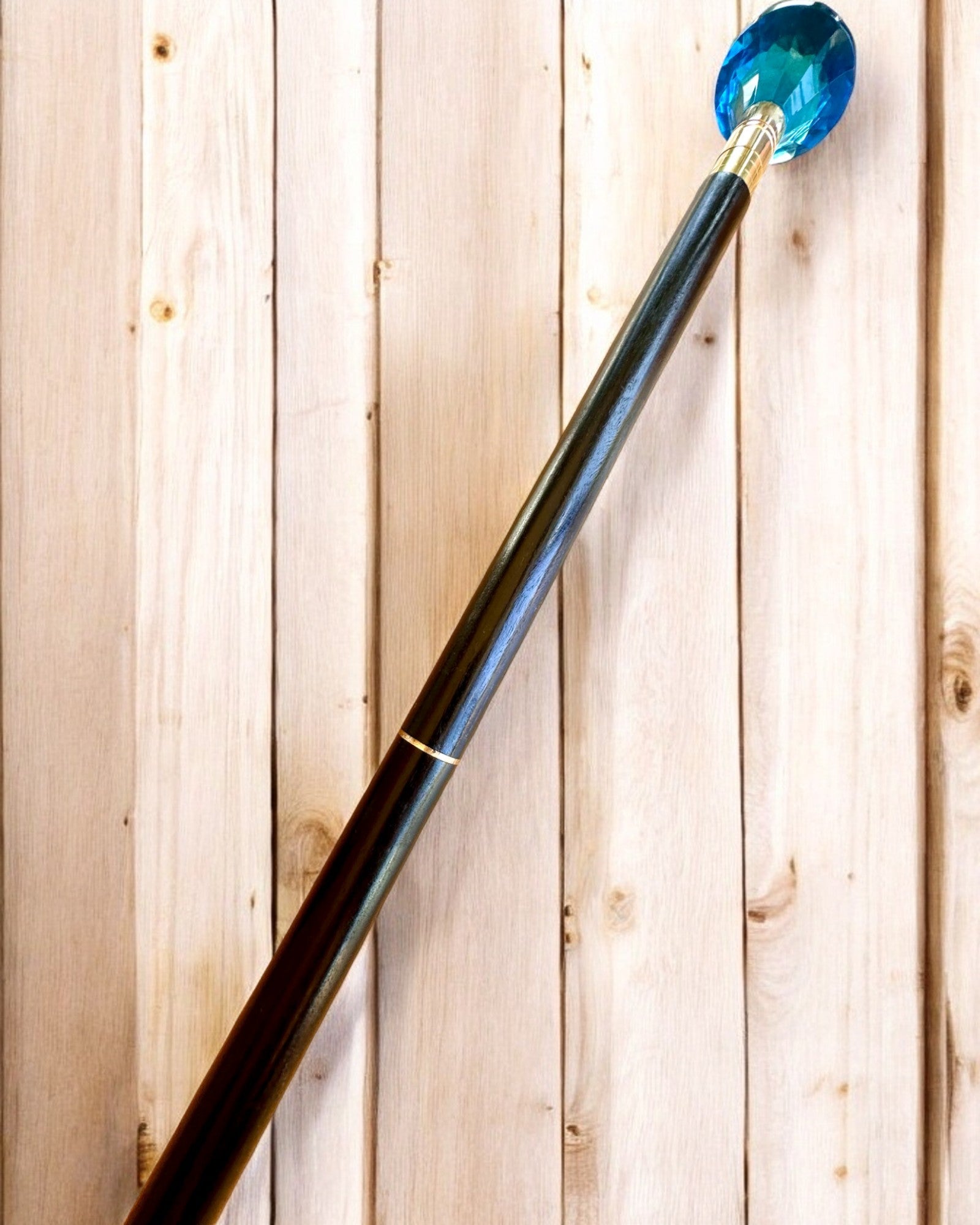 Walking Cane "Blue Diamond" - Handcrafted Wooden, Engraving Available