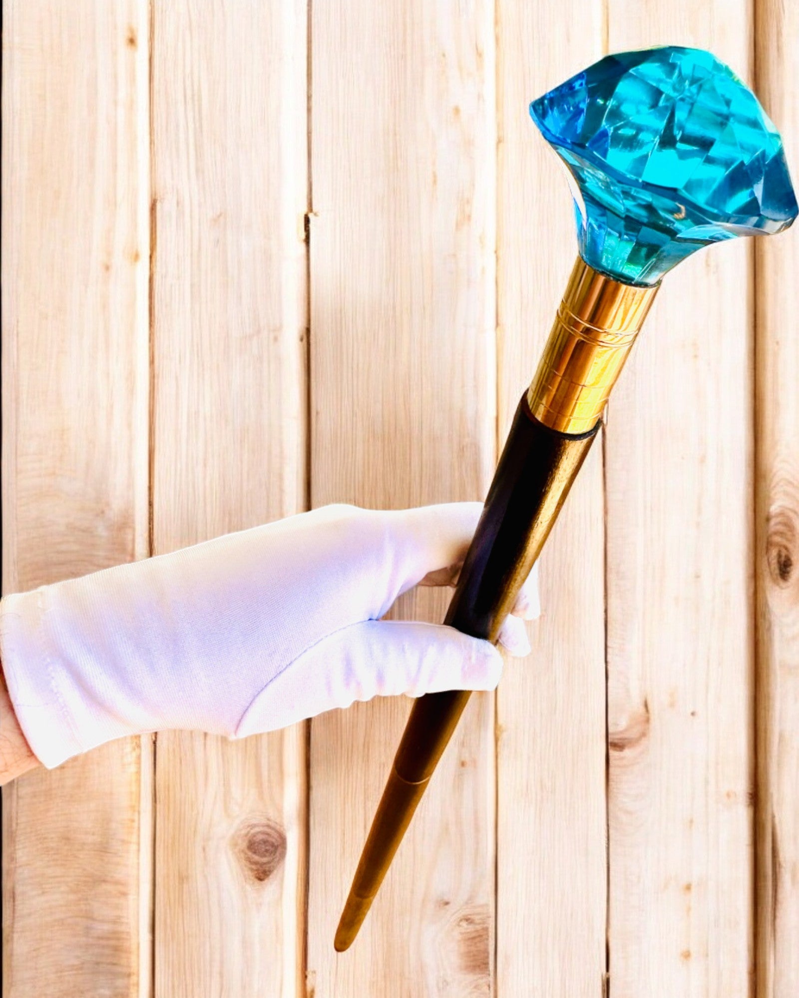 Walking Cane "Blue Diamond" - Handcrafted Wooden, Engraving Available