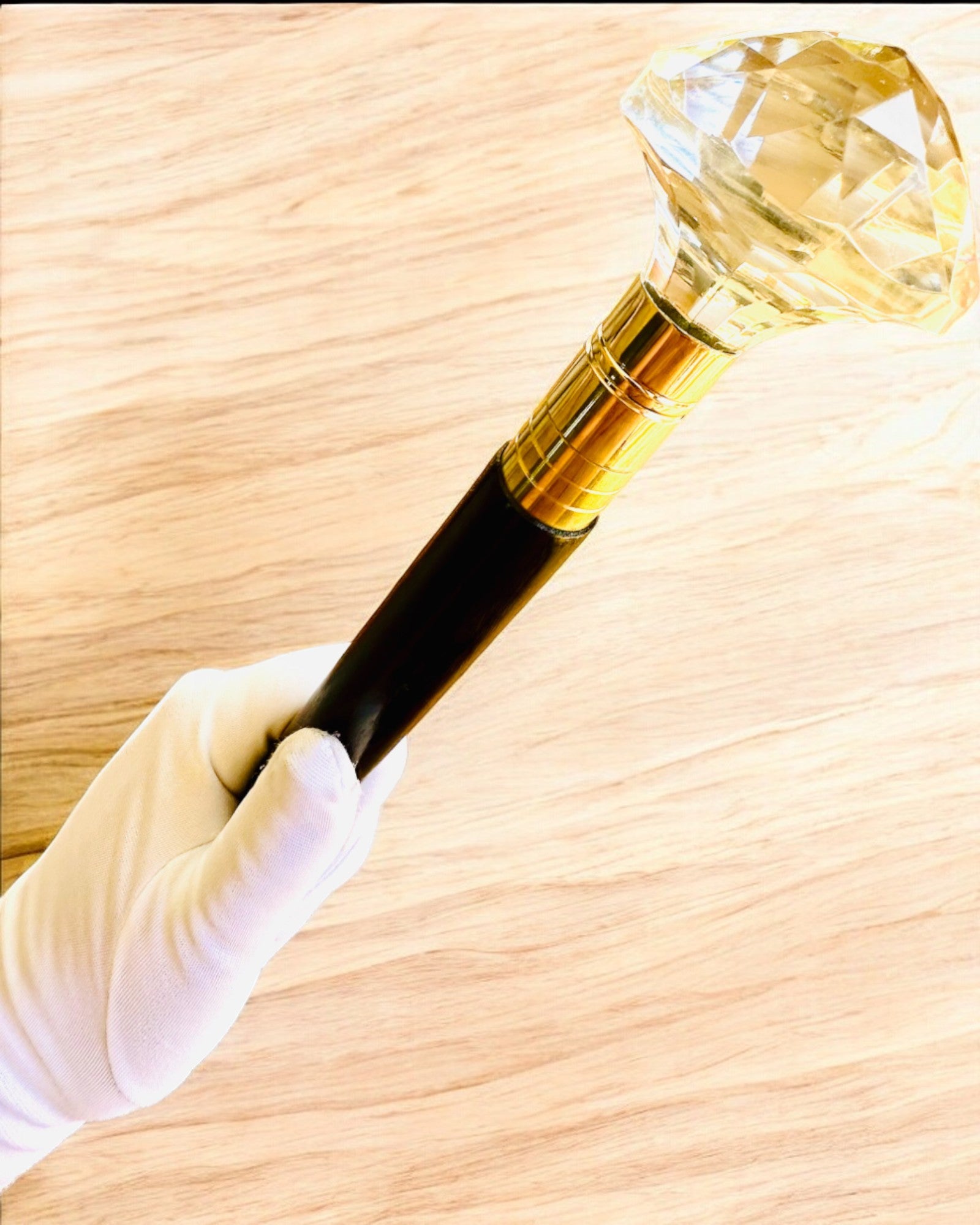 Walking Cane "White Diamond" - Handcrafted Wooden, Engraving Available