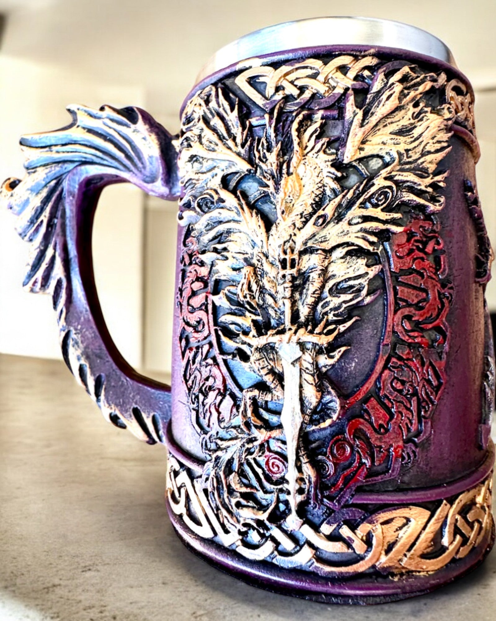 Knight's Dark Mug - 700 ml, customizable with engraving for a gift