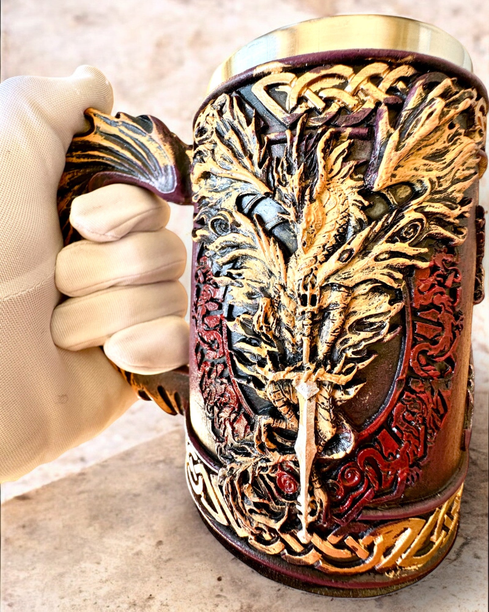 Knight's Dark Mug - 700 ml, customizable with engraving for a gift