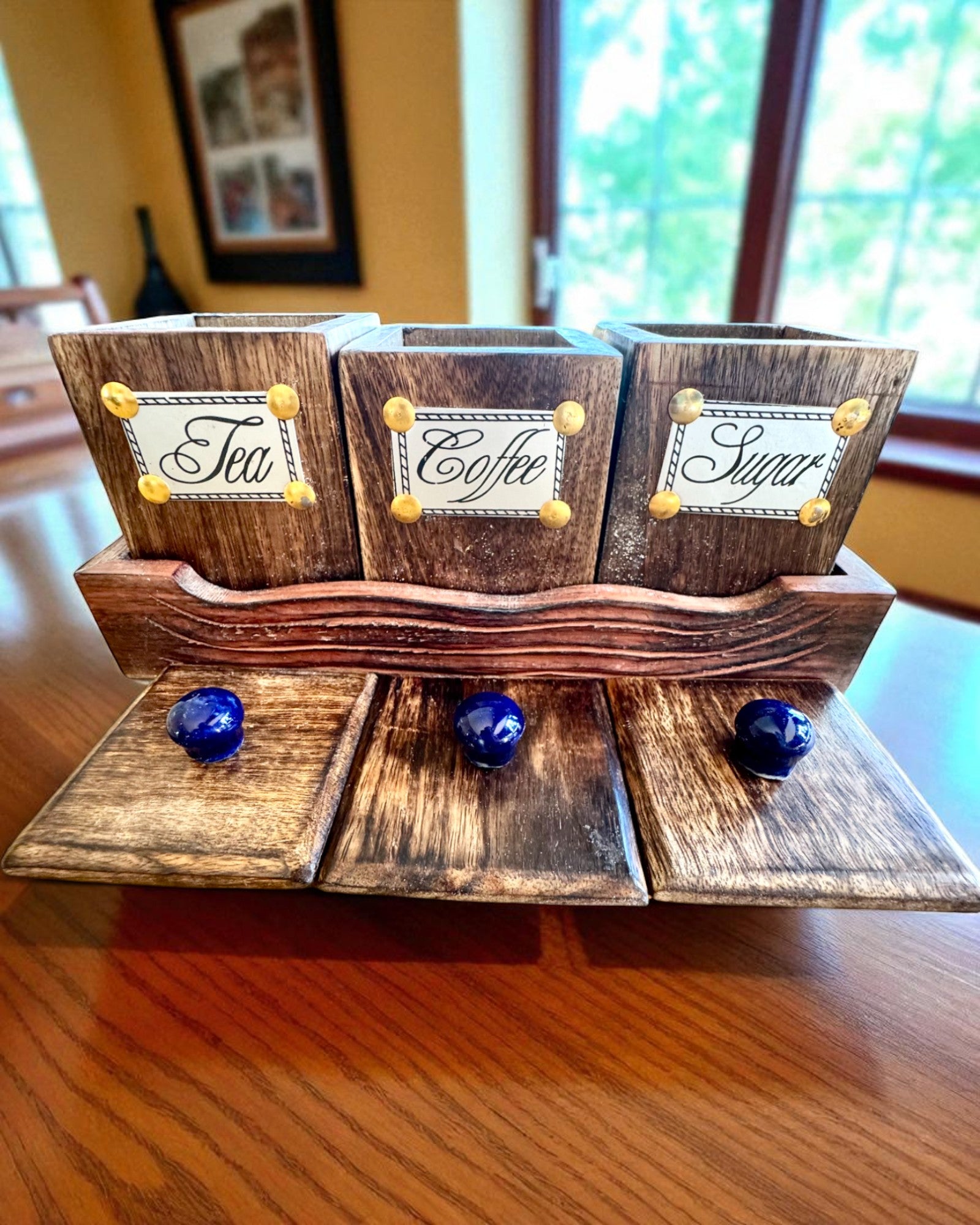 Royal Trio Set – Tea, Coffee, Sugar made of Shisham wood, handmade, with engraving option for a gift