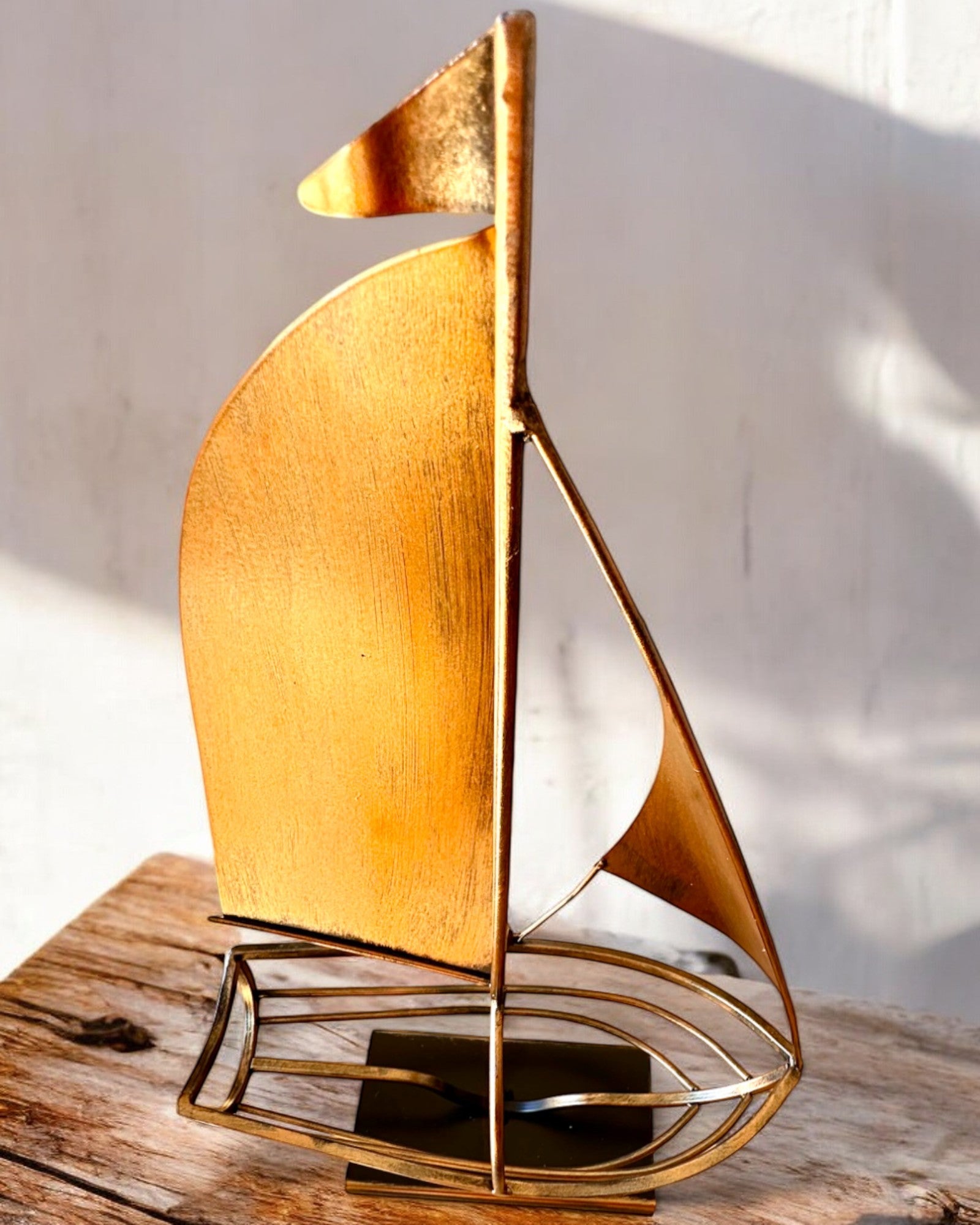 Metal Wine Rack 45 cm high, "Sailor's Fantasy" - Ship-Shaped with Engraving Option for a Gift