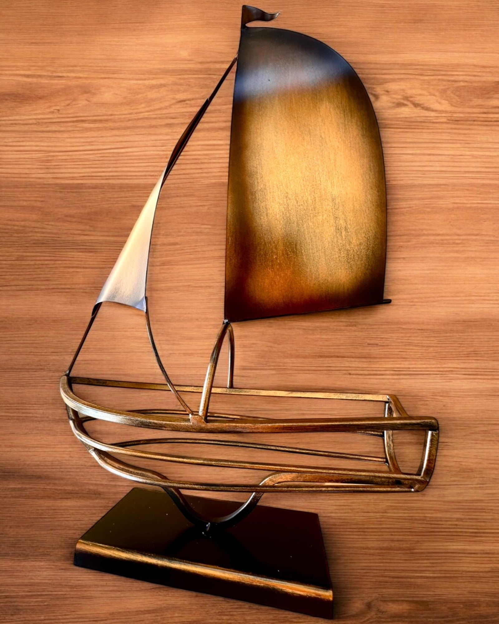 Metal Wine Rack 45 cm high, "Sailor's Fantasy" - Ship-Shaped with Engraving Option for a Gift