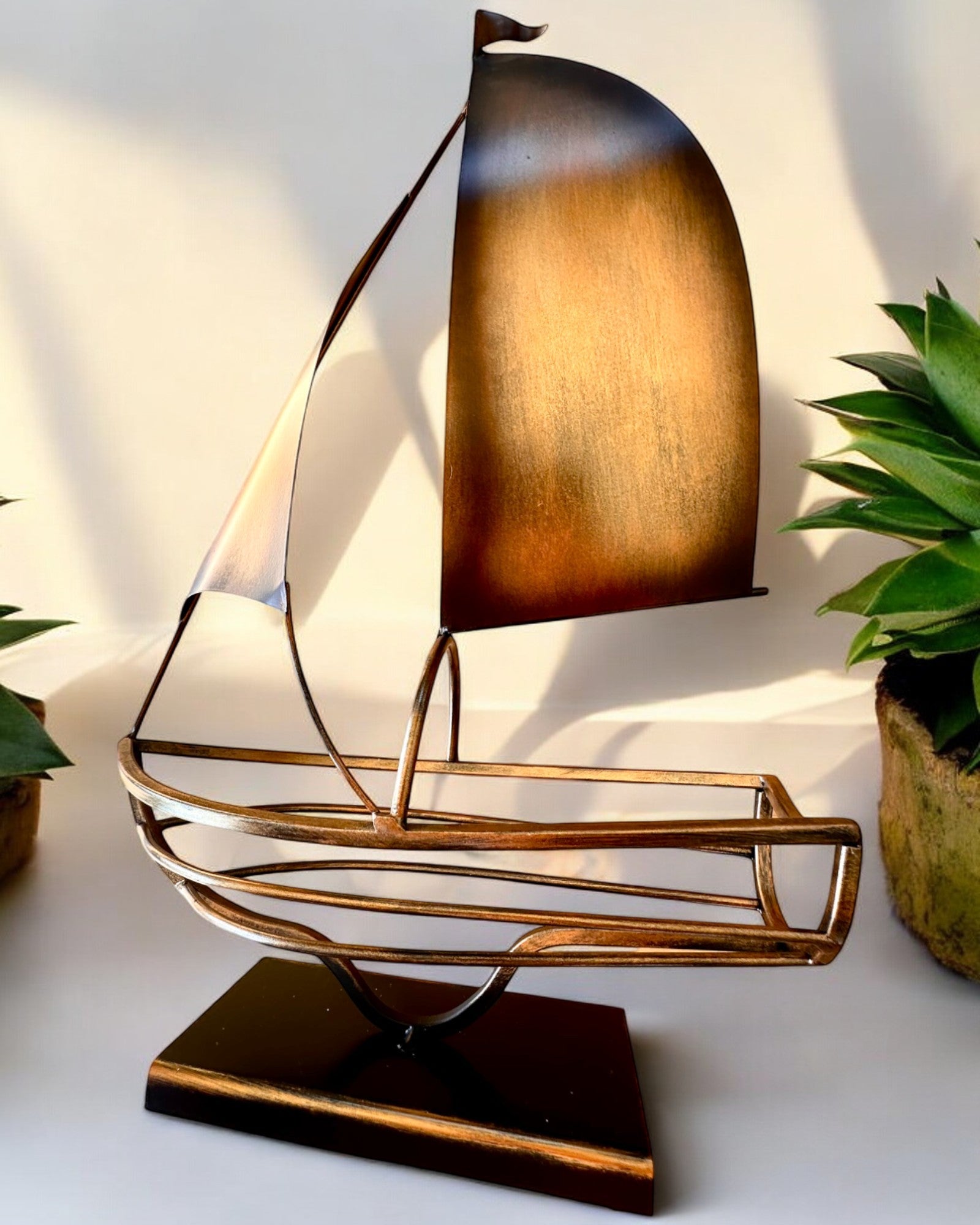 Metal Wine Rack 45 cm high, "Sailor's Fantasy" - Ship-Shaped with Engraving Option for a Gift