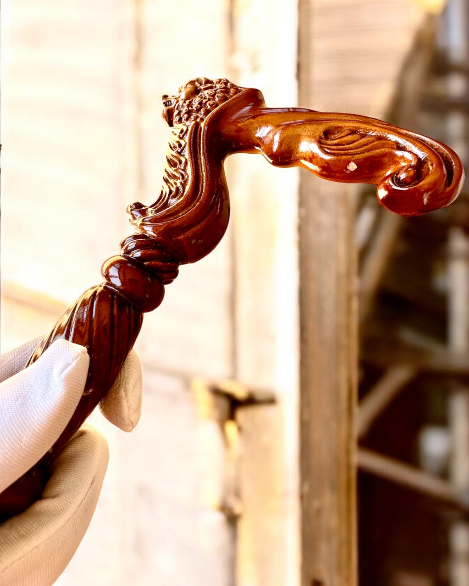 Walking Cane 'King of the Jungle', wooden, customizable with engraving