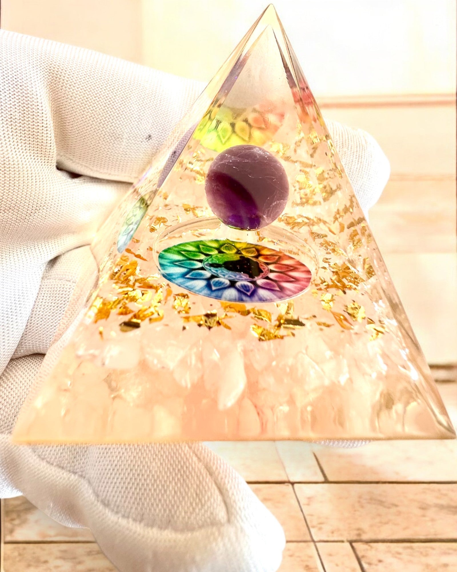 Orgonite Energy Pyramid "Harmony of Light" - Crystal, as a gift