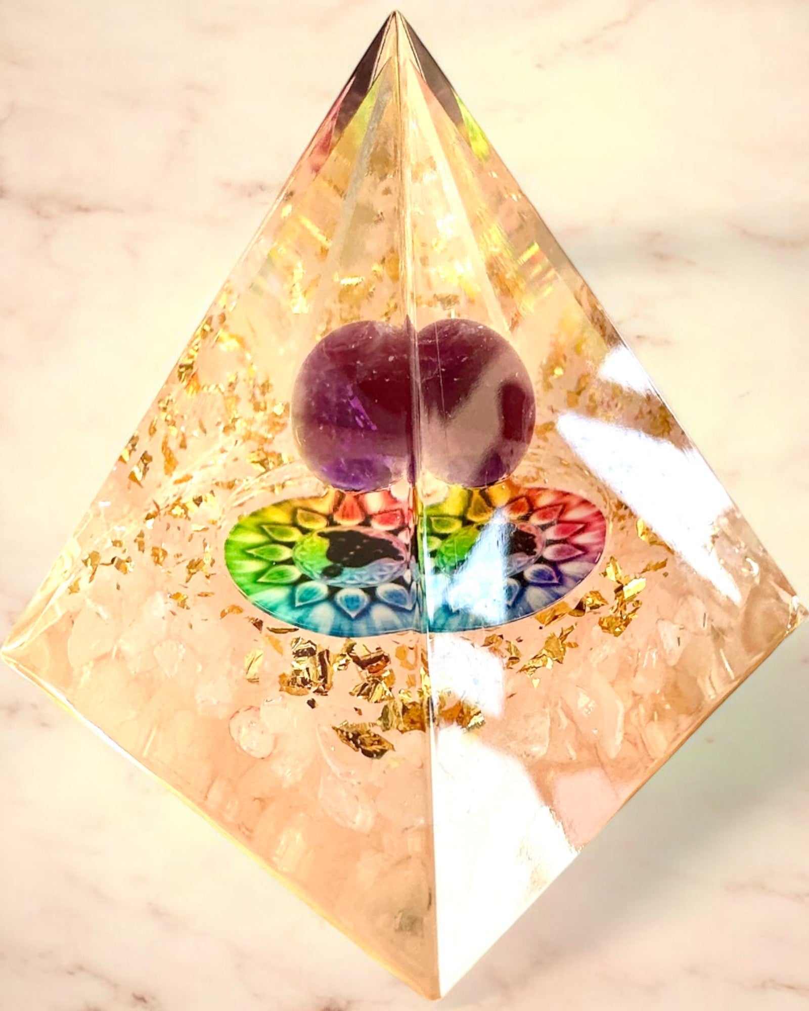 Orgonite Energy Pyramid "Harmony of Light" - Crystal, as a gift