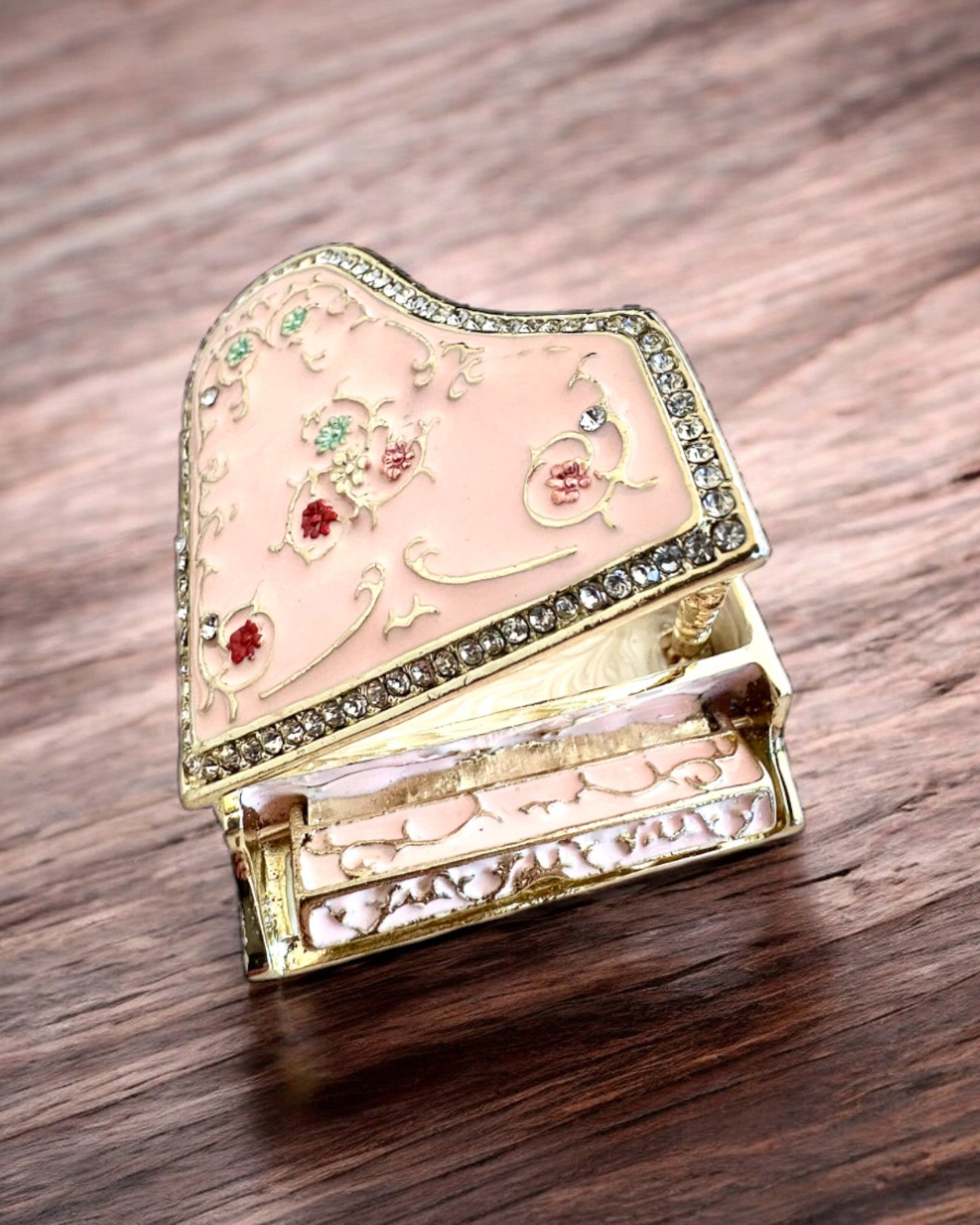 Elegant jewelry box "Mini Piano - Roses of Classics" - with engraving option for a gift