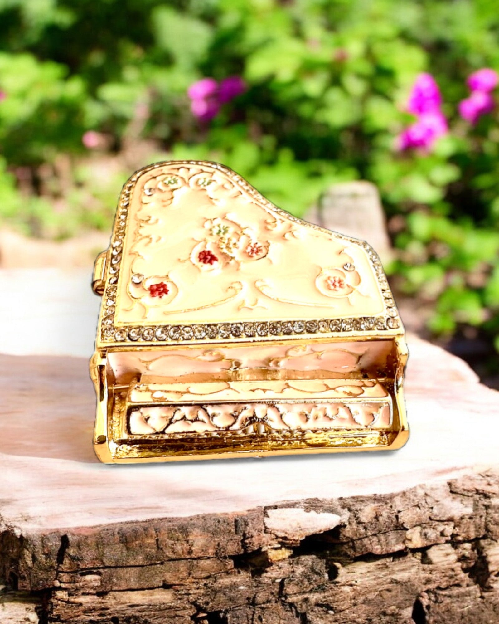 Elegant jewelry box "Mini Piano - Roses of Classics" - with engraving option for a gift