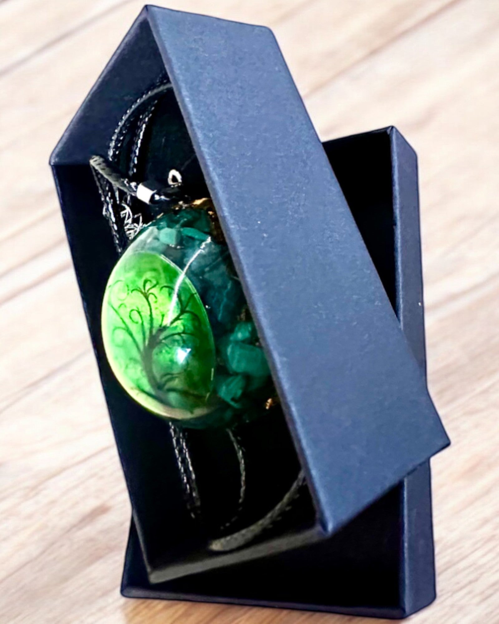"Malachite Amulet of Life" - necklace with customizable engraving for a gift