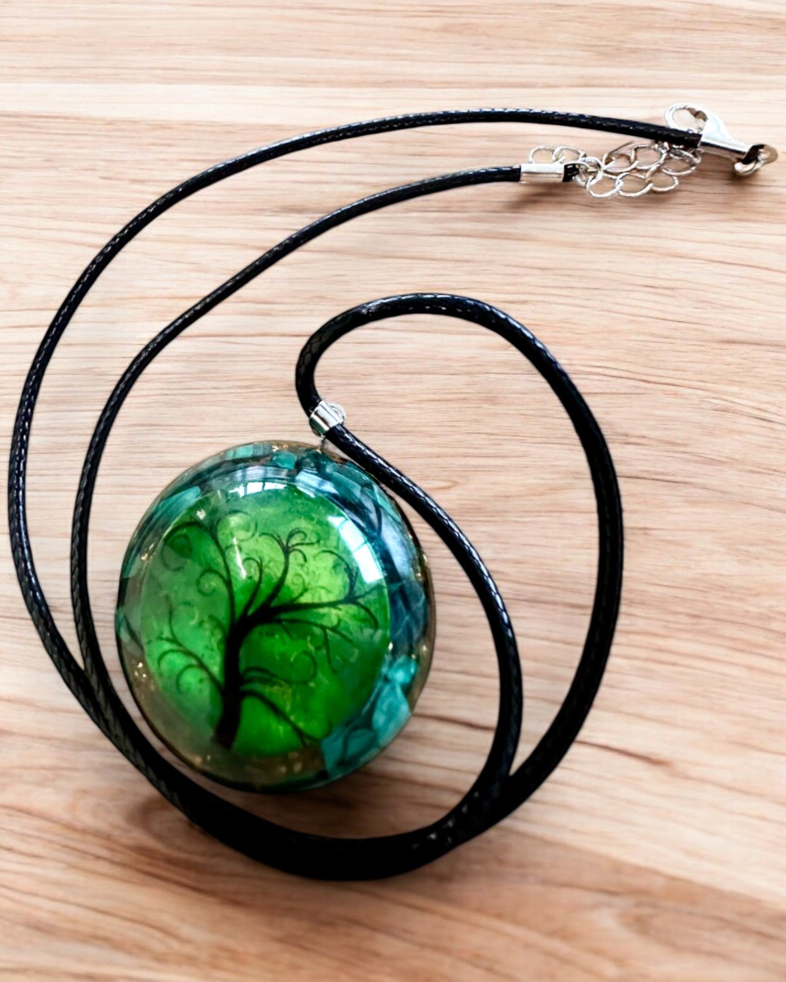 "Malachite Amulet of Life" - necklace with customizable engraving for a gift