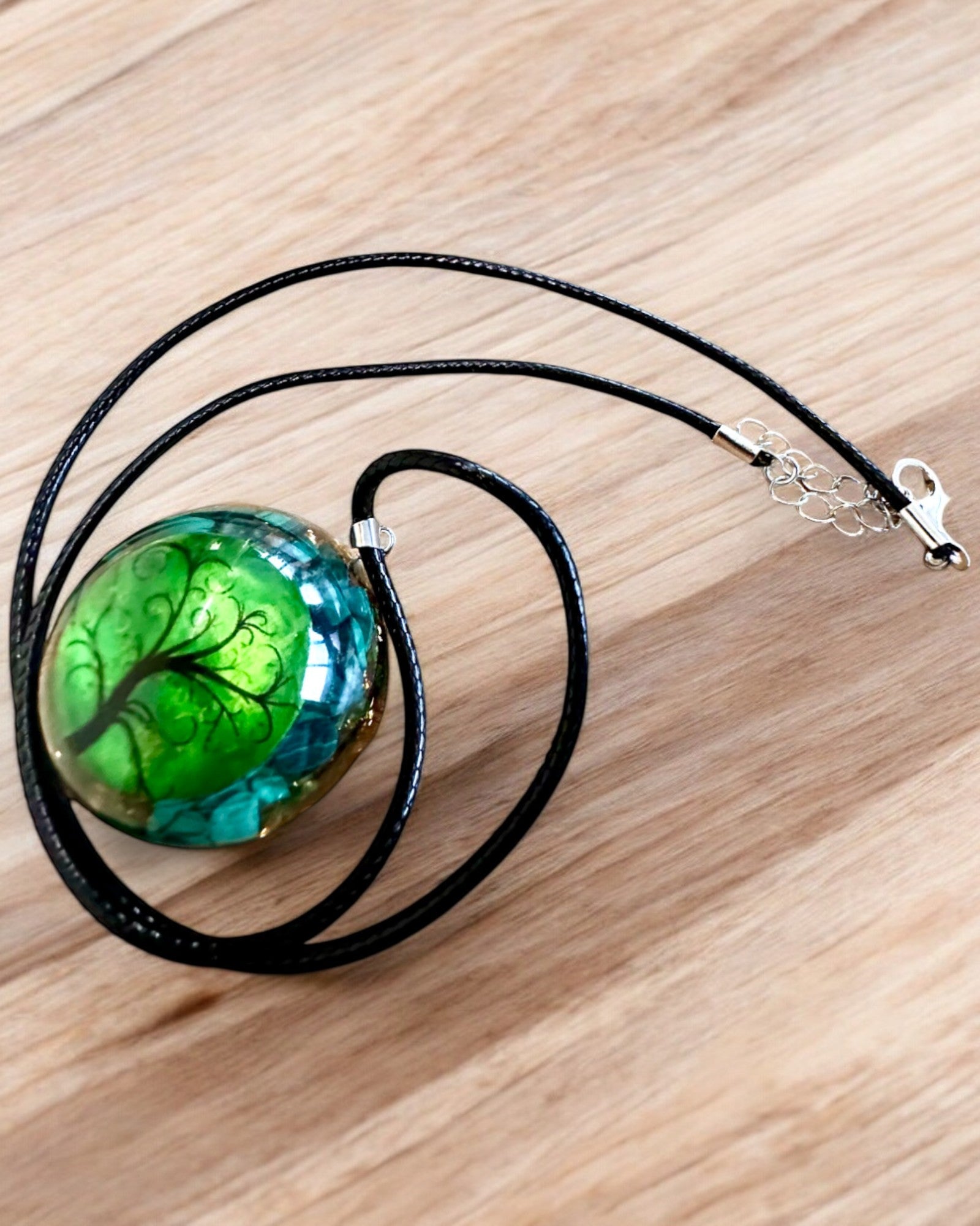 "Malachite Amulet of Life" - necklace with customizable engraving for a gift