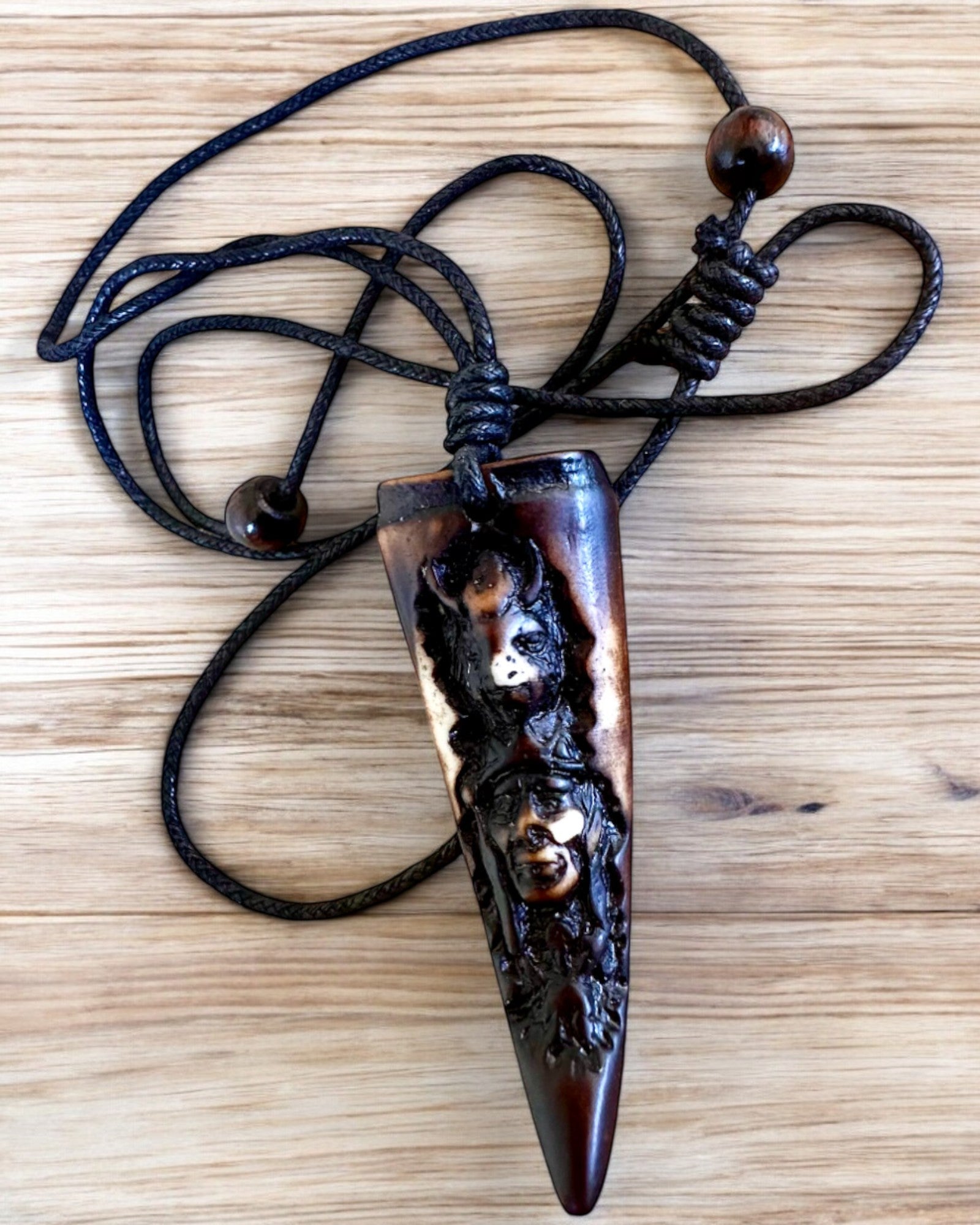 Wolf Fang necklace, resin amulet - Mystical Power of Nature, customizable with engraving for a gift