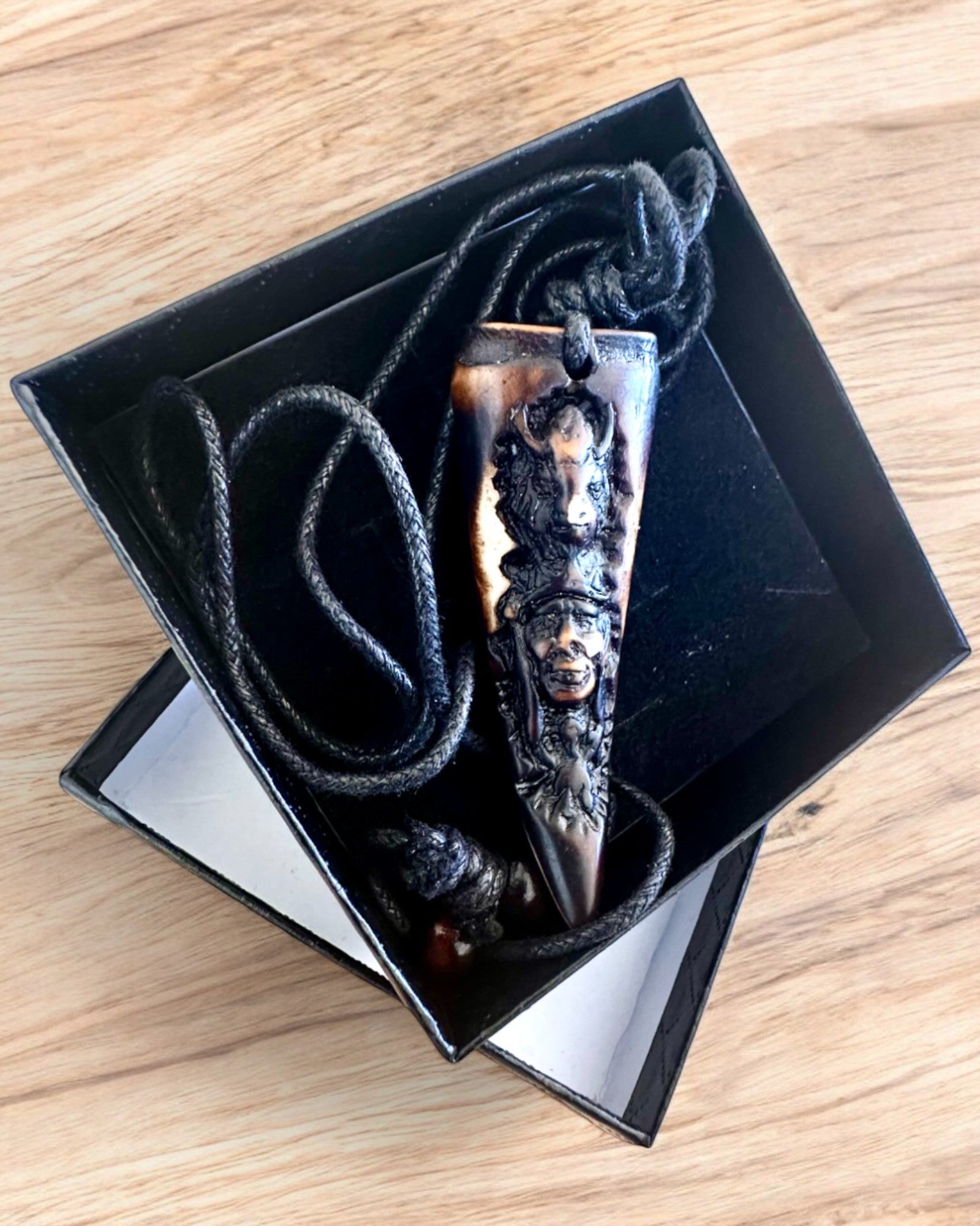 Wolf Fang necklace, resin amulet - Mystical Power of Nature, customizable with engraving for a gift