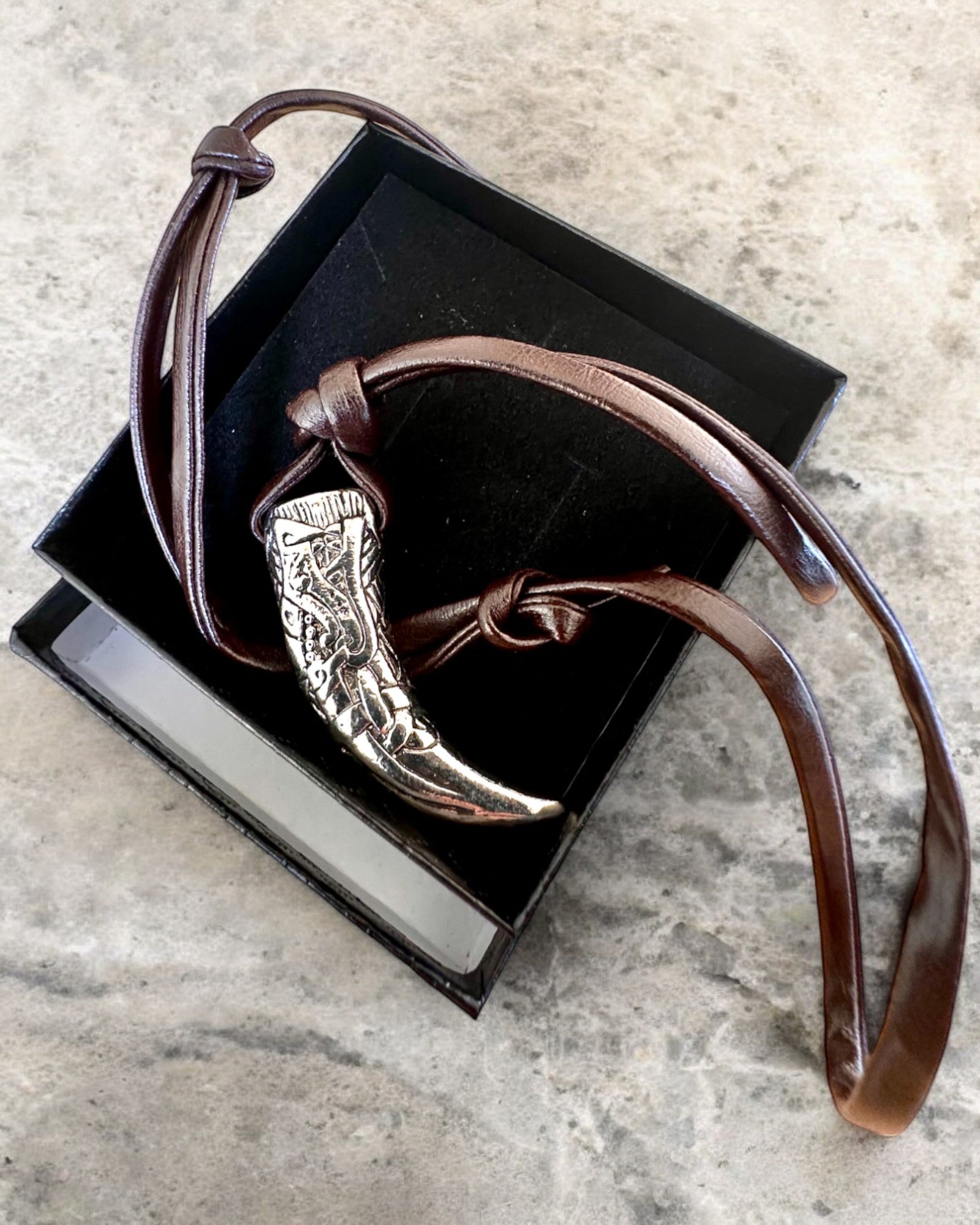 Stainless Steel Wolf Fang – Courage Amulet, necklace with engraving personalization option for a gift