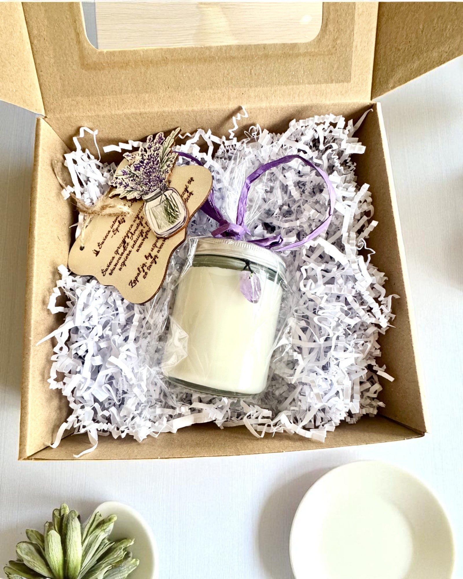 Amethyst Intentional Soy Candle – peace, harmony and purification, 250 ml, option for personalization as a gift