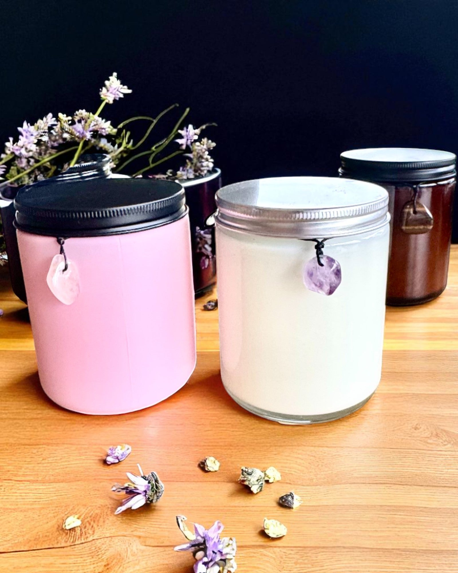 Amethyst Intentional Soy Candle – peace, harmony and purification, 250 ml, option for personalization as a gift
