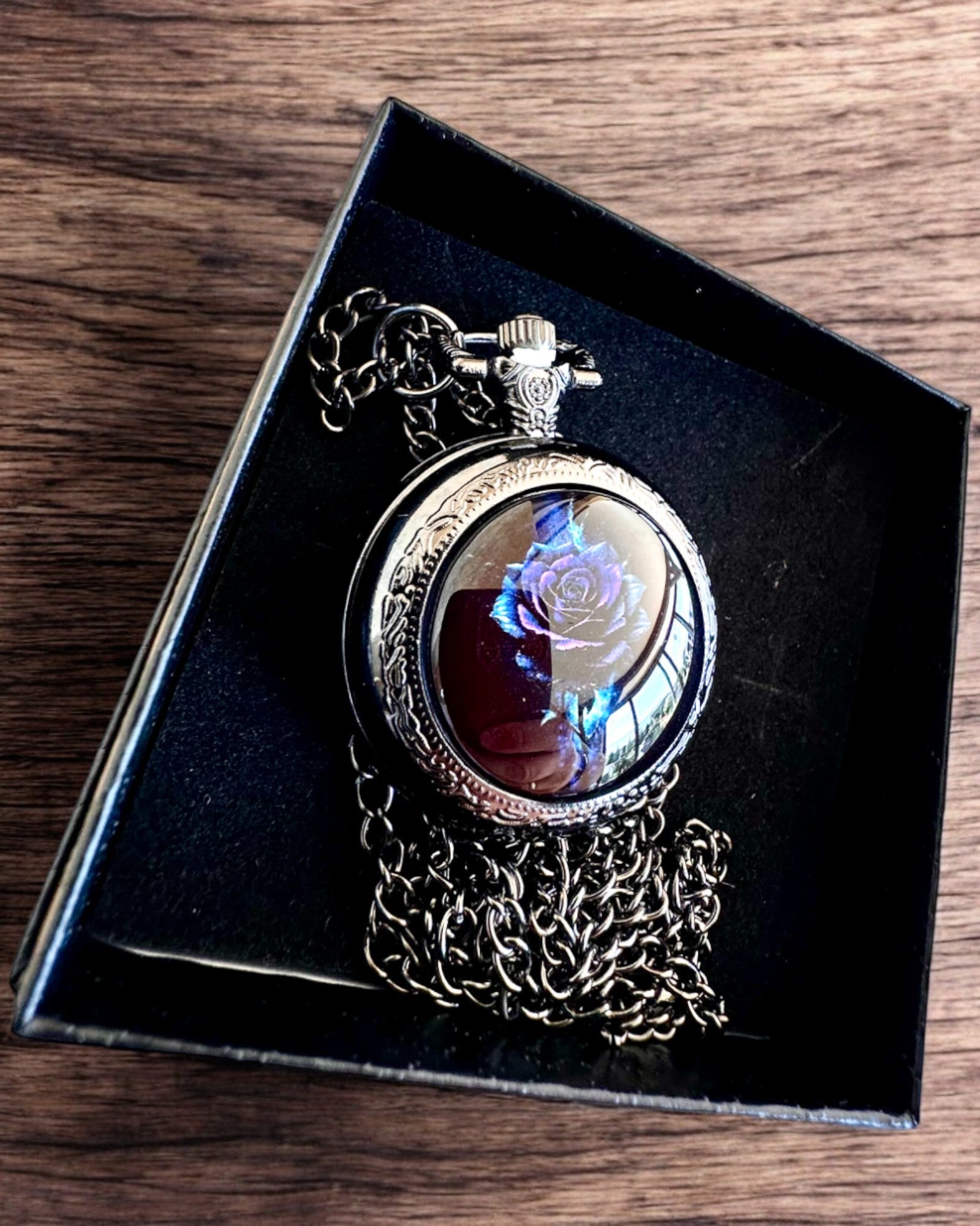 Pocket watch "Róża Mroku" - stainless steel, with engraving option for a gift