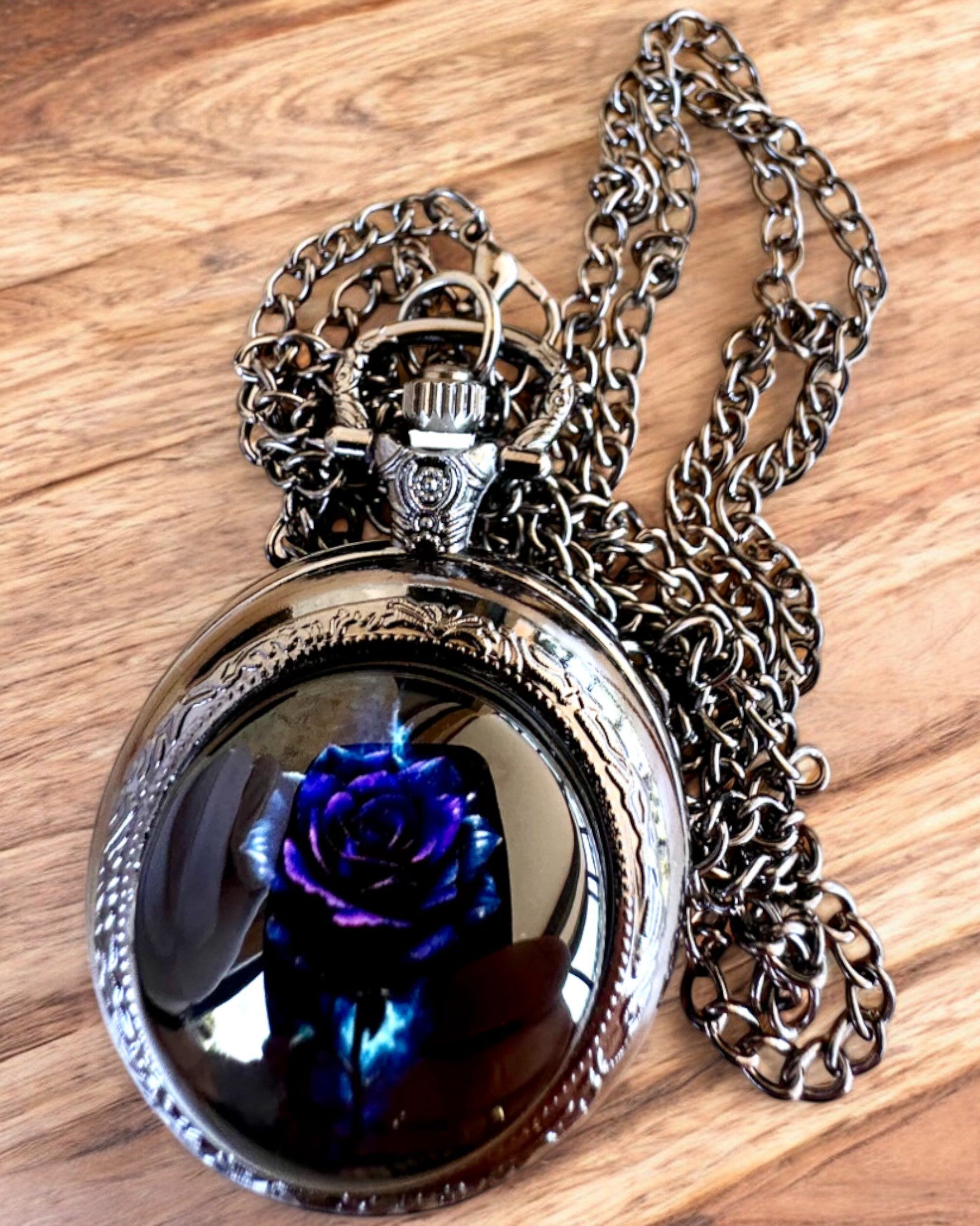 Pocket watch "Róża Mroku" - stainless steel, with engraving option for a gift